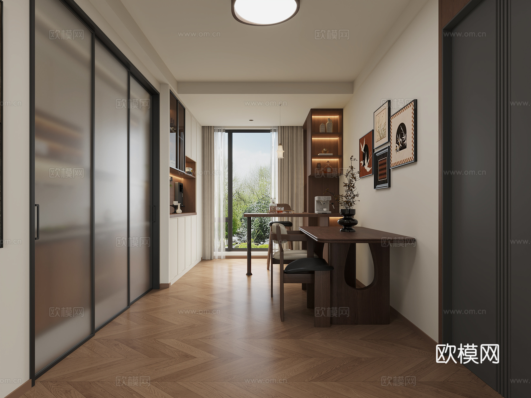 中古风家居餐厅3d模型下载