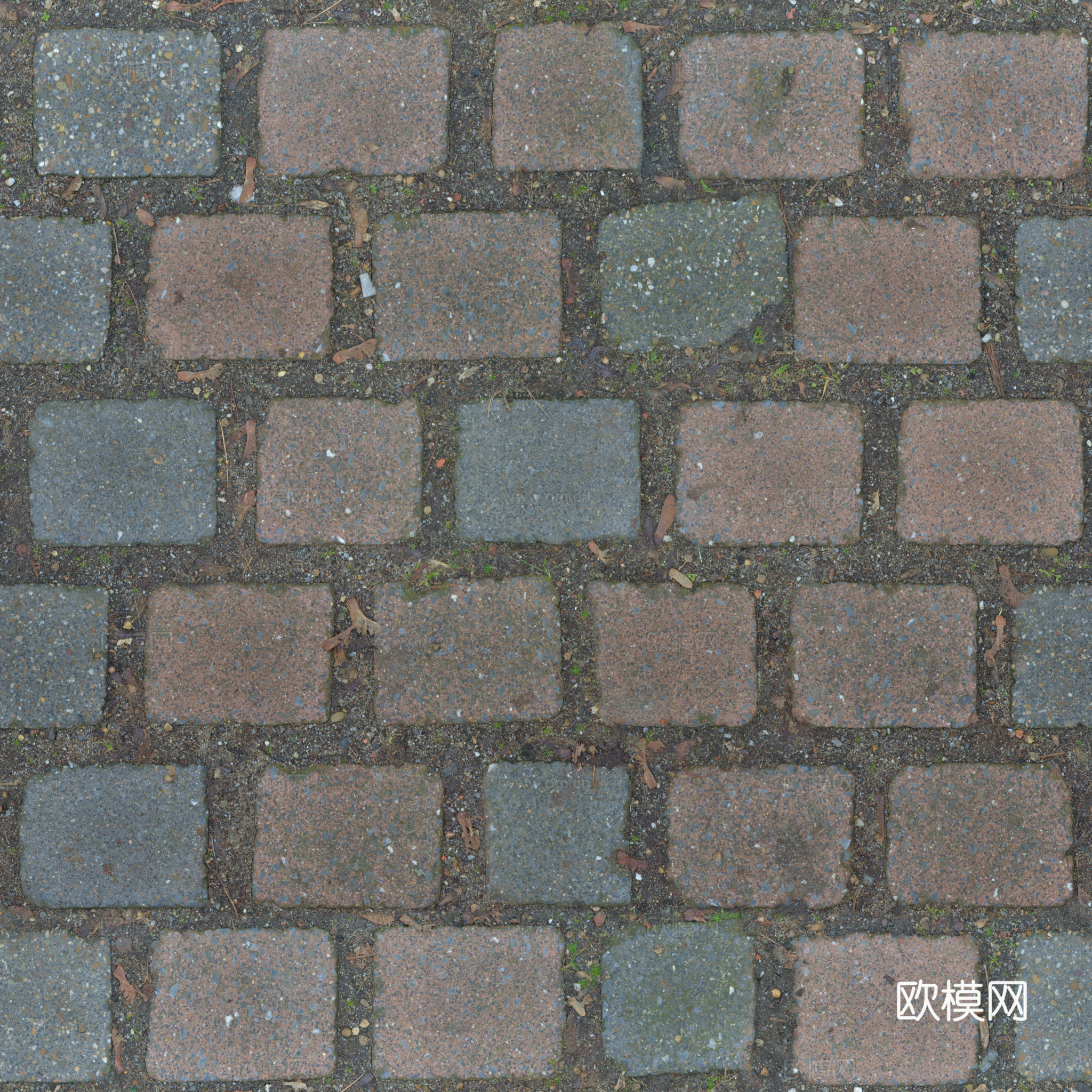 无缝地砖水泥砖铺路砖户外砖广场砖 PBR材质贴图 2k