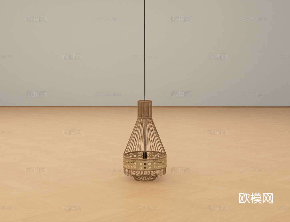 藤编吊灯su模型
