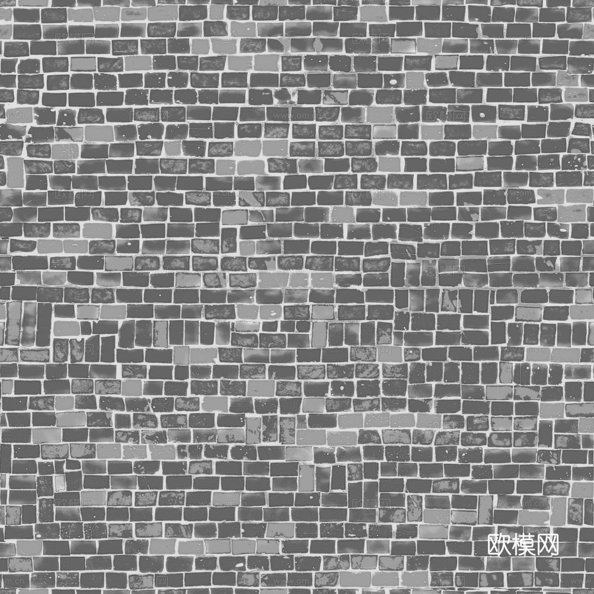 无缝地砖水泥砖铺路砖户外砖广场砖 PBR材质贴图 2k