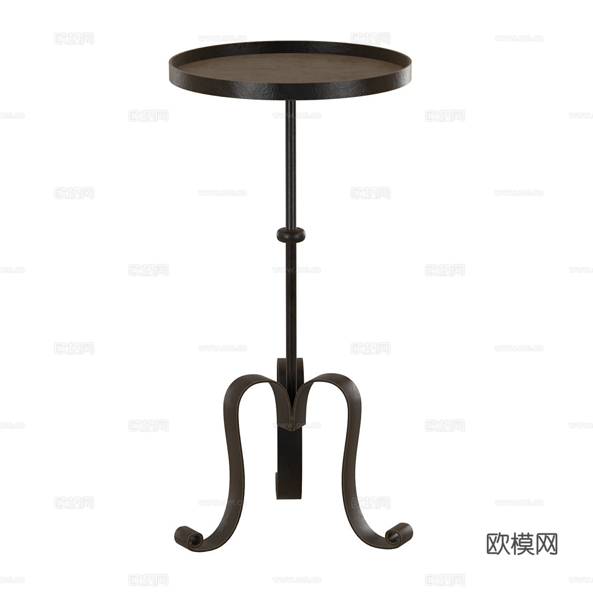 美式简约金属圆边几3d模型下载（渲染图3）