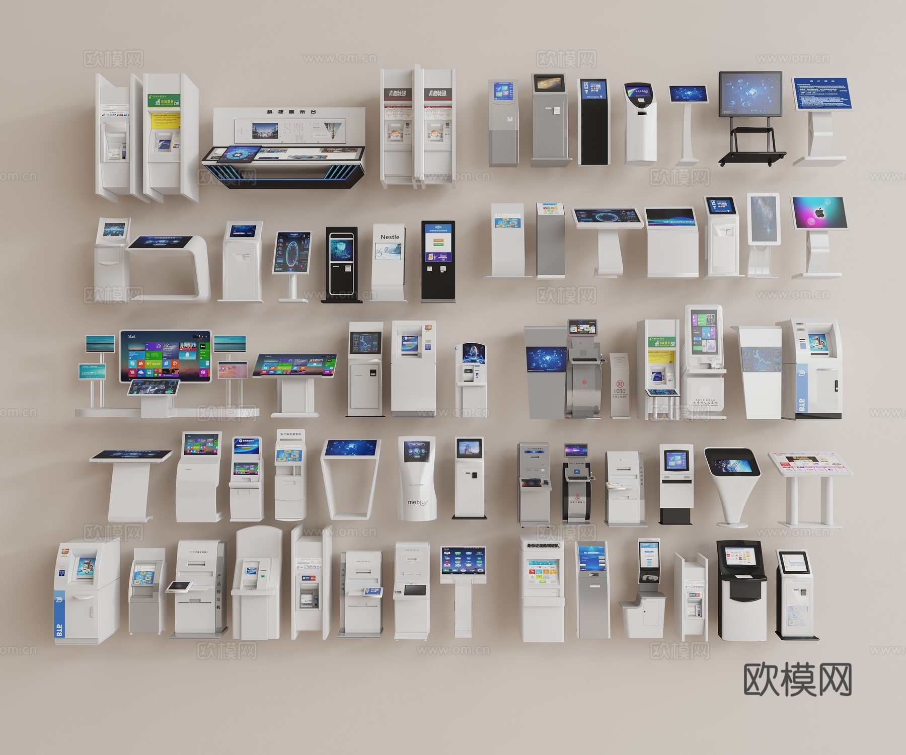 触控一体机 挂号机 排号机 广告机 自助机 收银机su模型