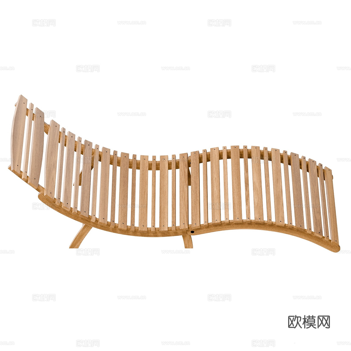 新中式户外木质可折叠躺椅3d模型下载（渲染图3）