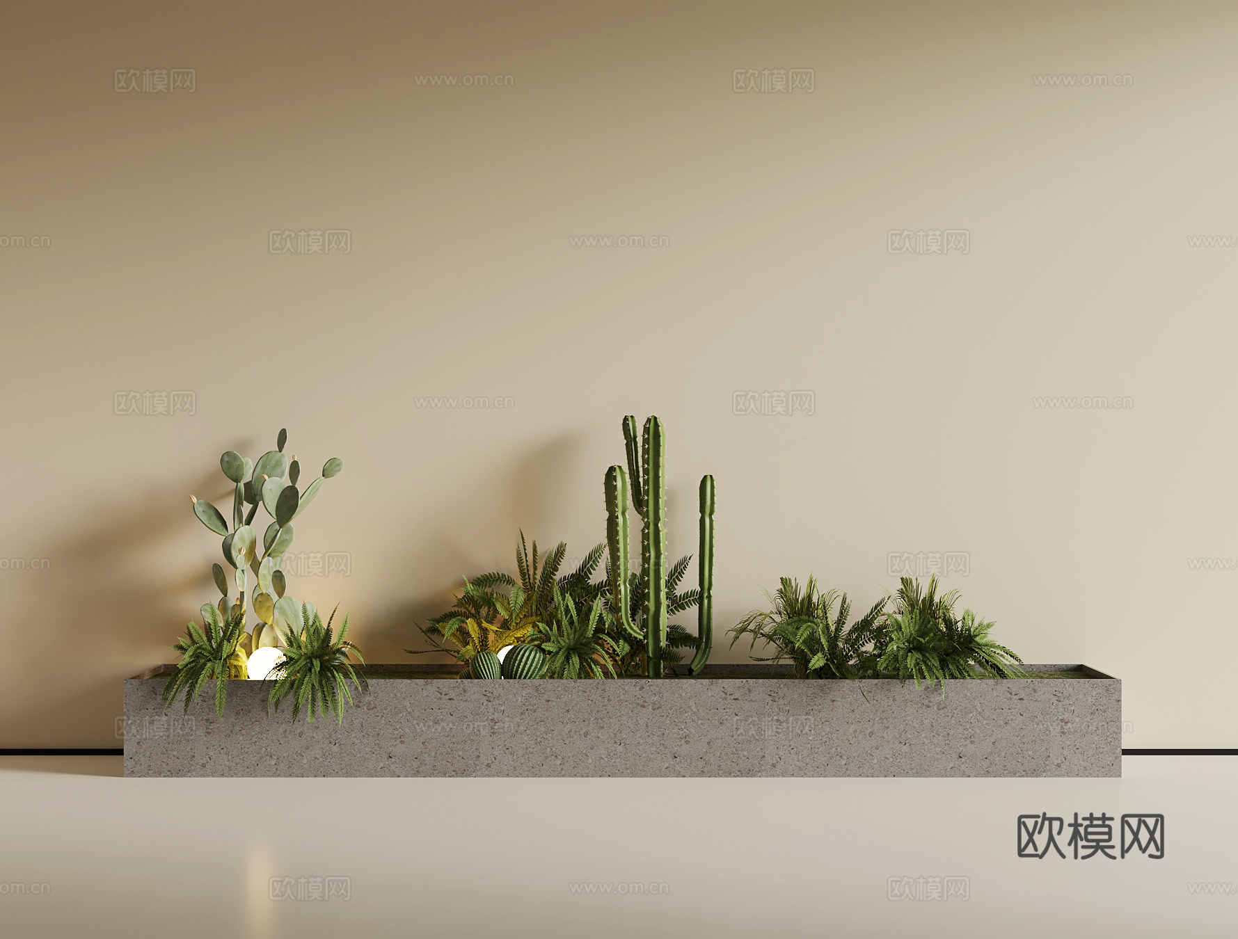 现代绿植小景观su模型