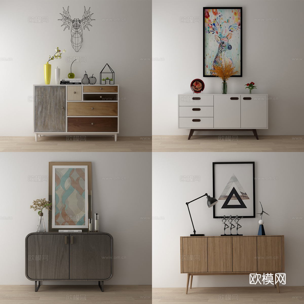 北欧现代 玄关柜 餐边柜 装饰柜 鞋柜 储物柜 边柜 装3d模型下载（渲染图4）