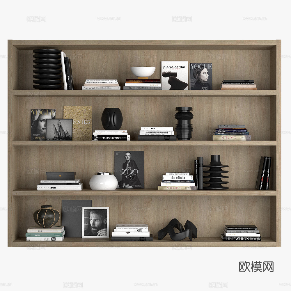 现代置物柜陈设品摆件组合3d模型下载