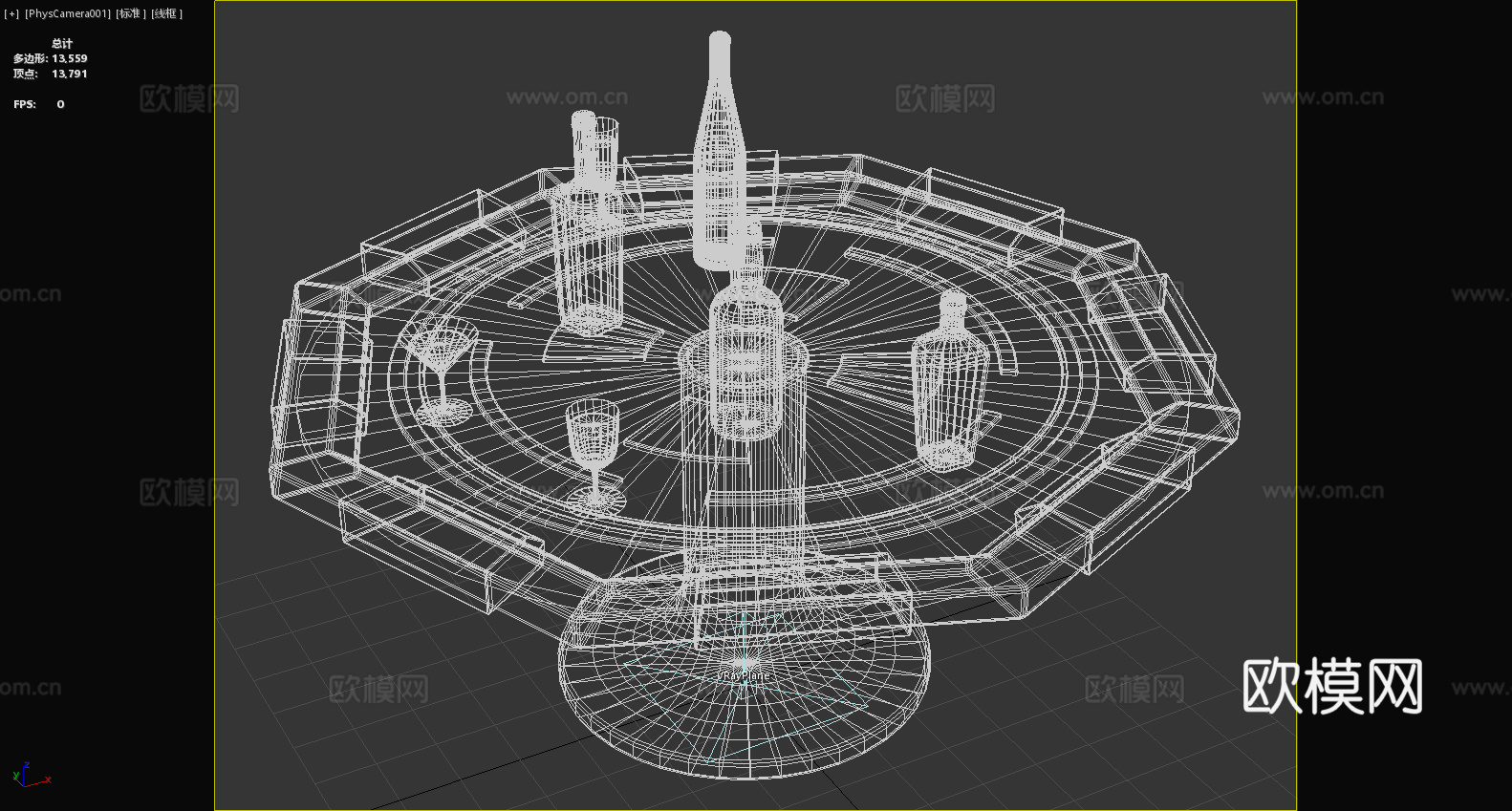 旋转吧台 智能酒架 多功能酒桌 酒吧展示台 现代酒柜3d模型下载（渲染图6）