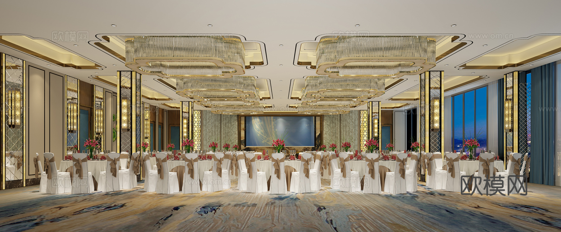 现代酒店宴会厅 3D模型3d模型