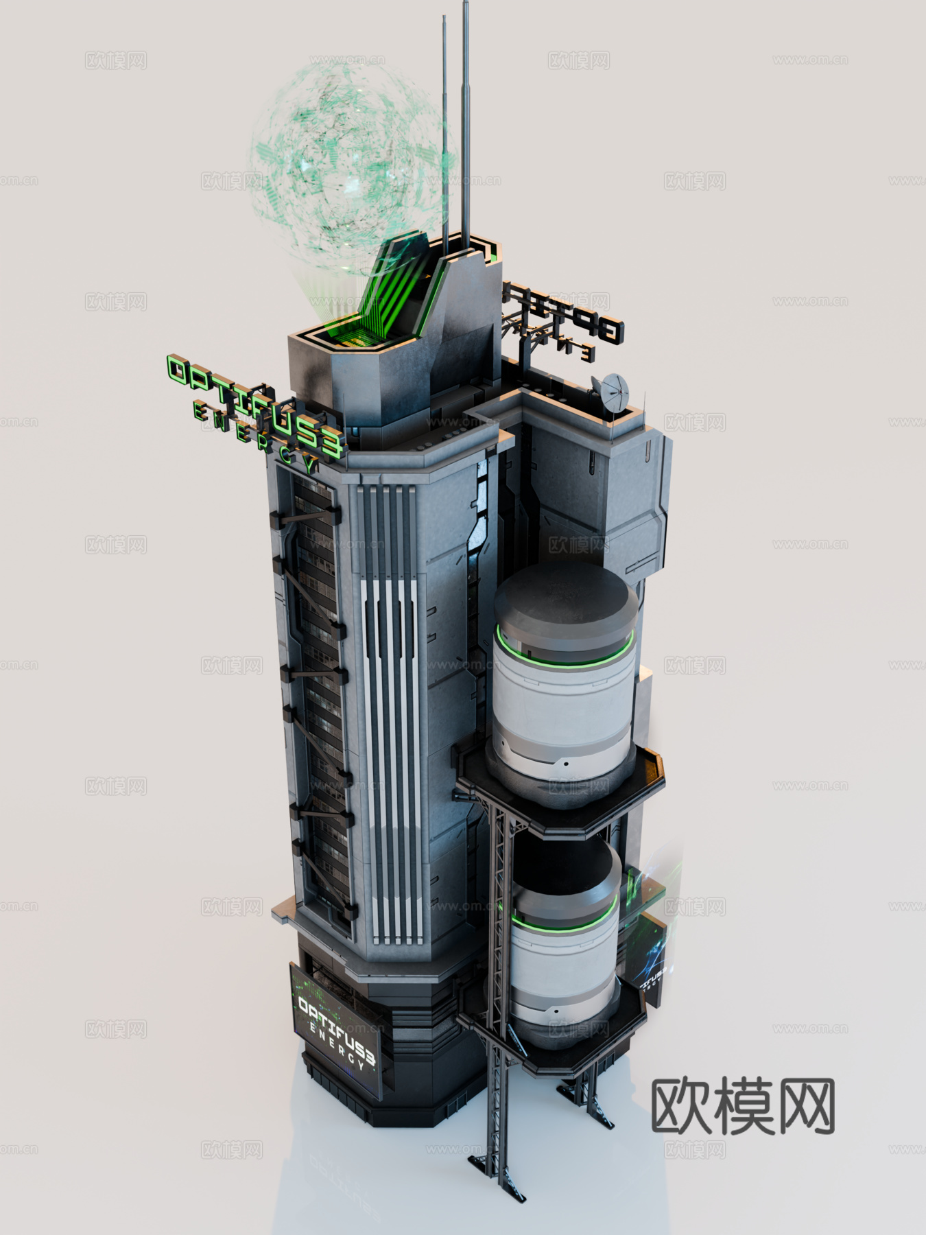 赛博朋克建筑 科幻建筑 商业街建筑 工业建筑 城市街道建筑su模型