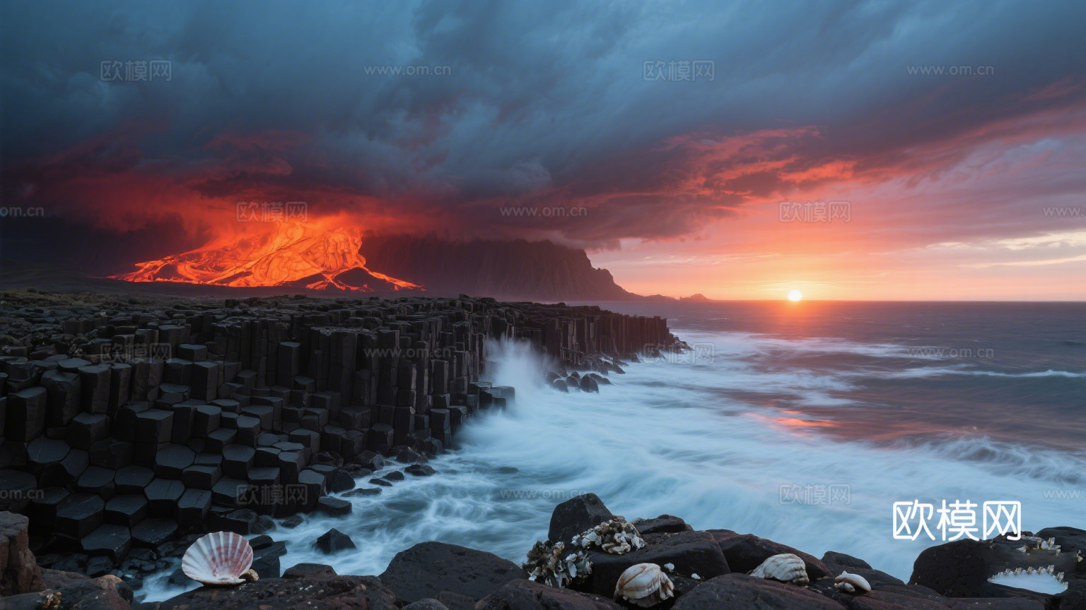 风景 黄昏 夕阳 湖面 海边