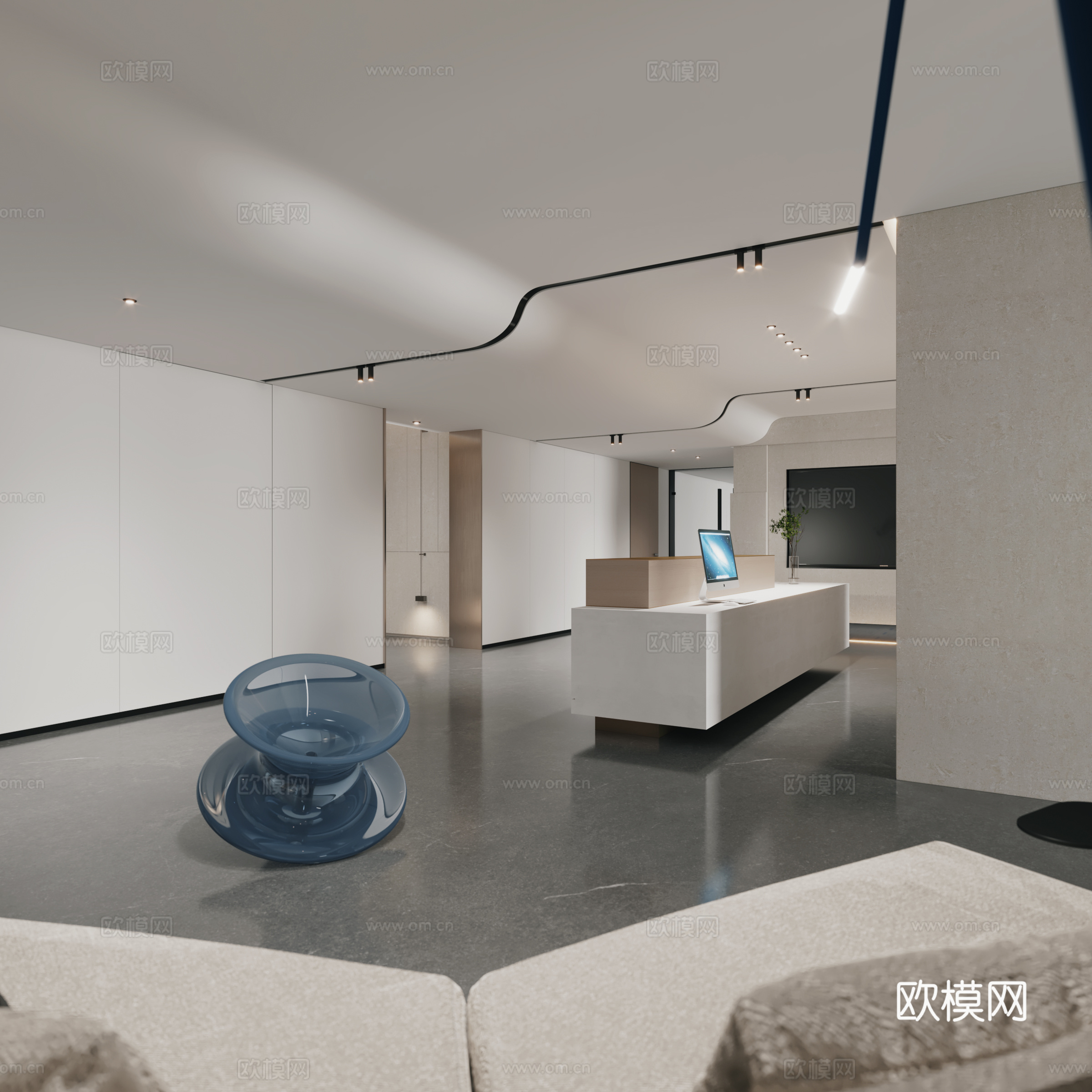现代前台大厅su模型