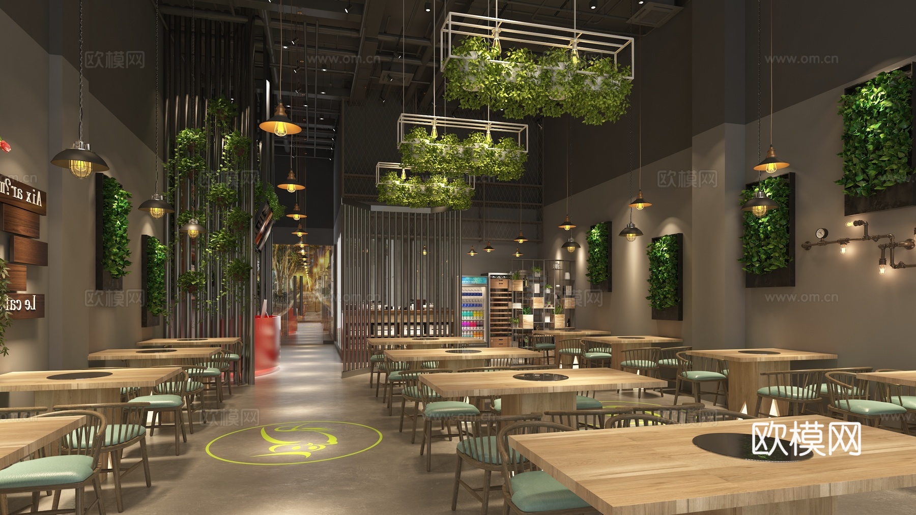 工业风格烤鱼店3d模型下载（渲染图2）