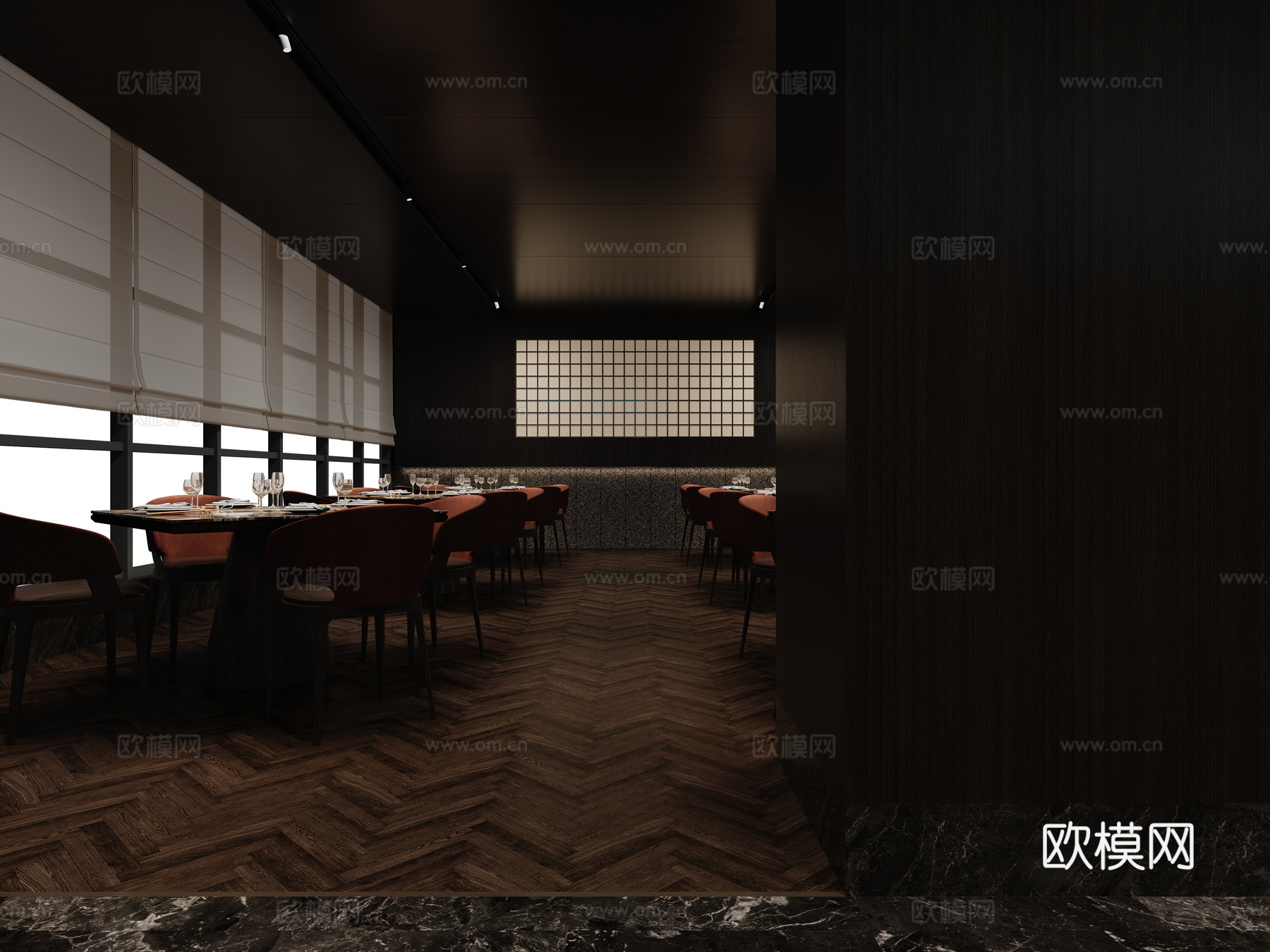 新中式过道餐厅过道景观造景3d模型下载（渲染图4）