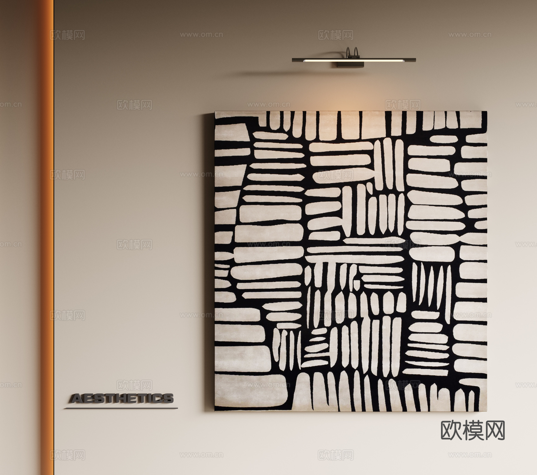 现代极简挂画 侘寂中古风挂画 奶油风装饰画 意式挂画 黑白灰su模型
