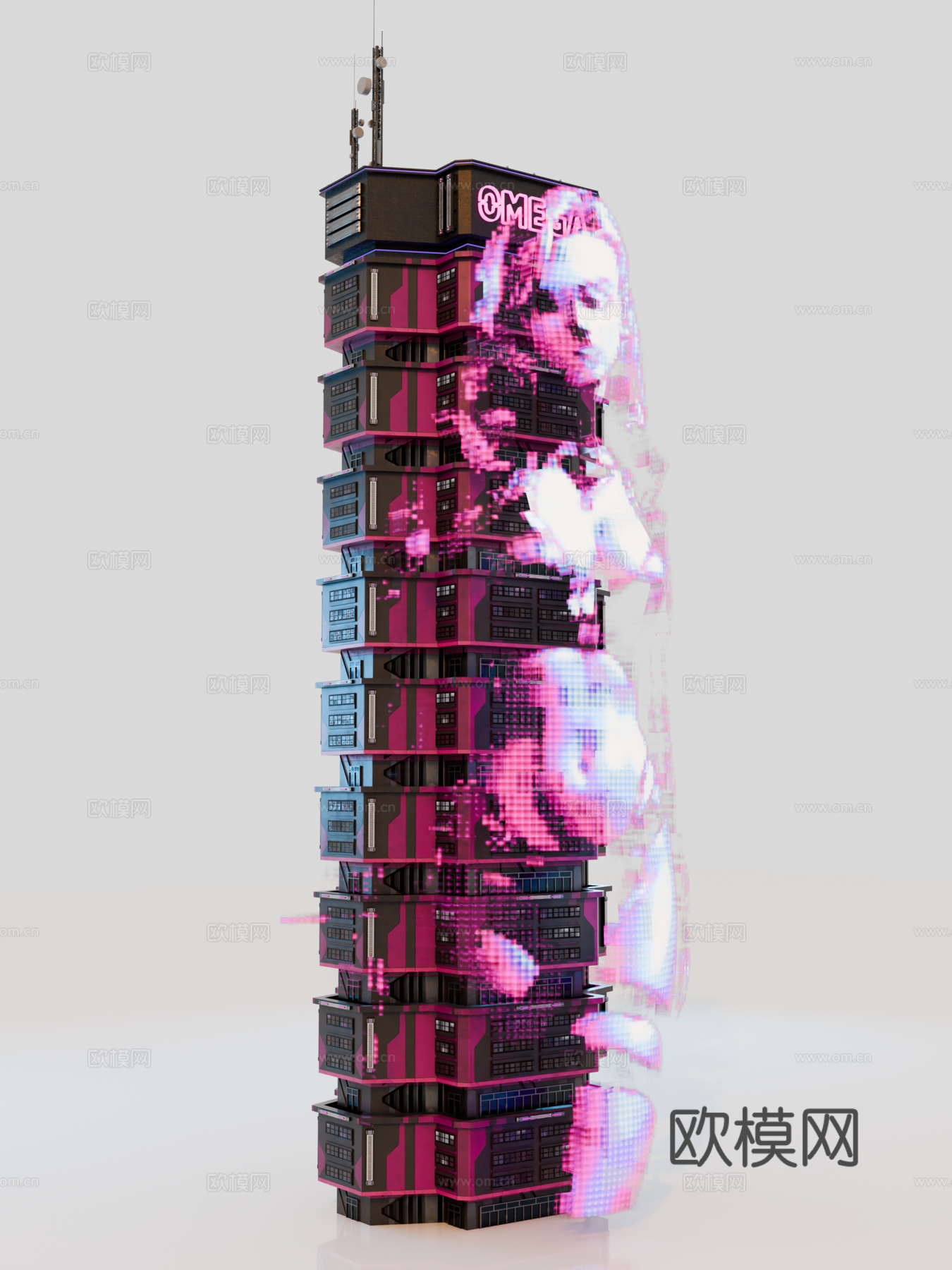 赛博朋克建筑 科幻建筑 商业街建筑 工业建筑 城市街道建筑su模型