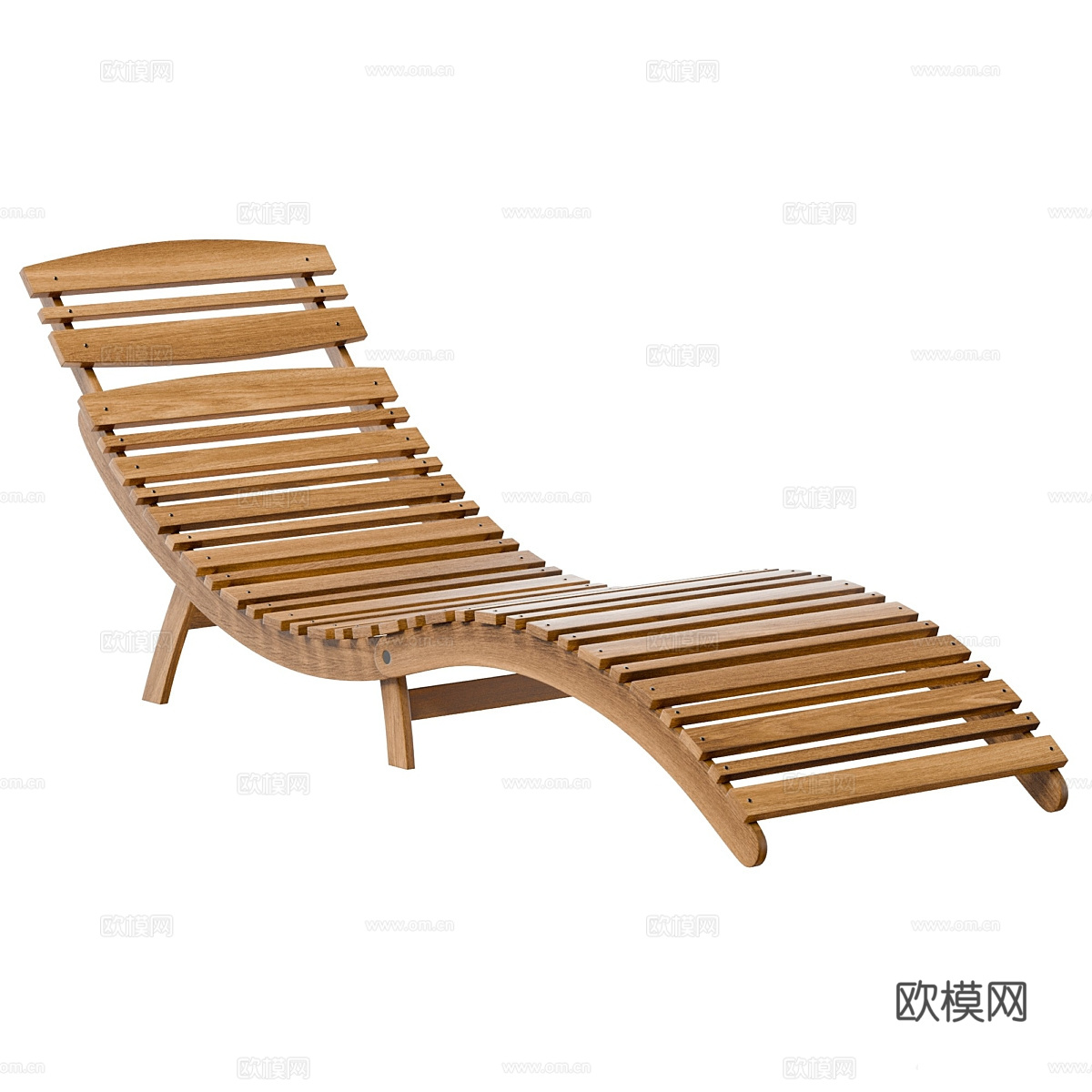 新中式户外木质可折叠躺椅3d模型下载（渲染图1）