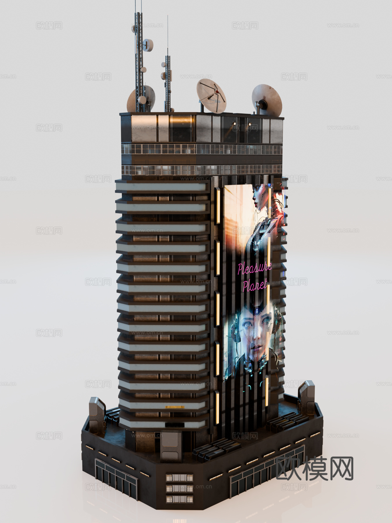 赛博朋克建筑 科幻建筑 商业街建筑 工业建筑 城市街道建筑su模型