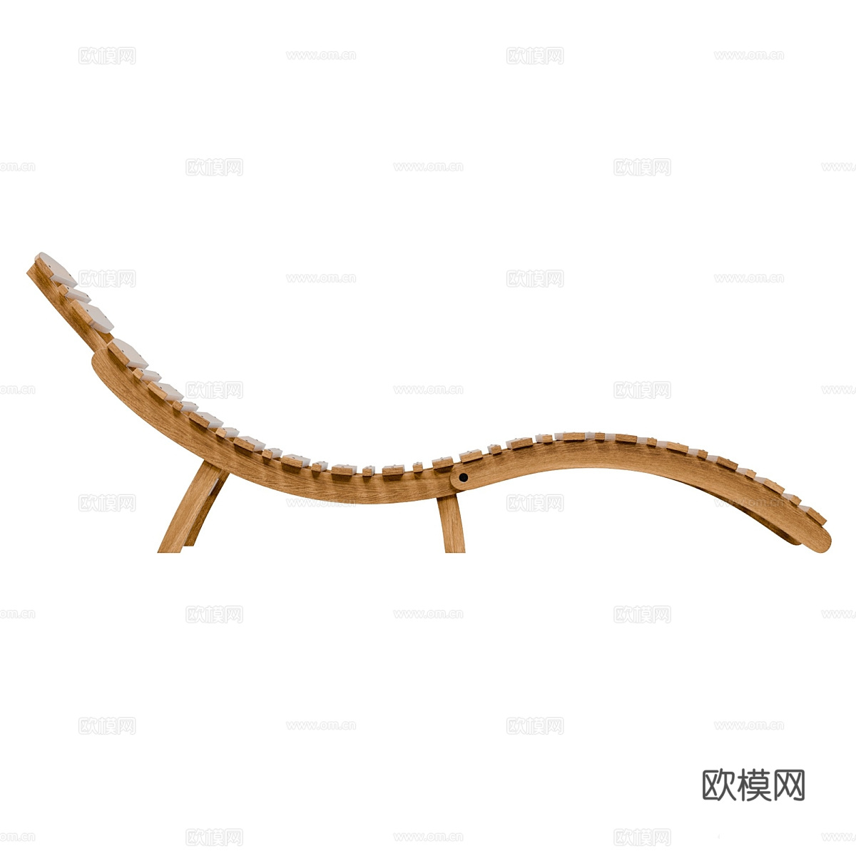 新中式户外木质可折叠躺椅3d模型下载（渲染图2）