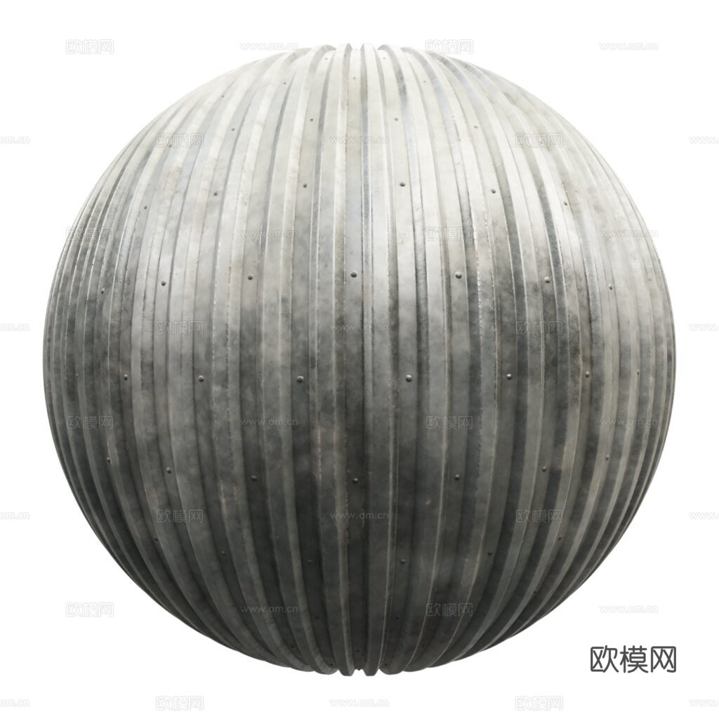 无缝金属波纹板波浪板 PBR材质贴图 1k