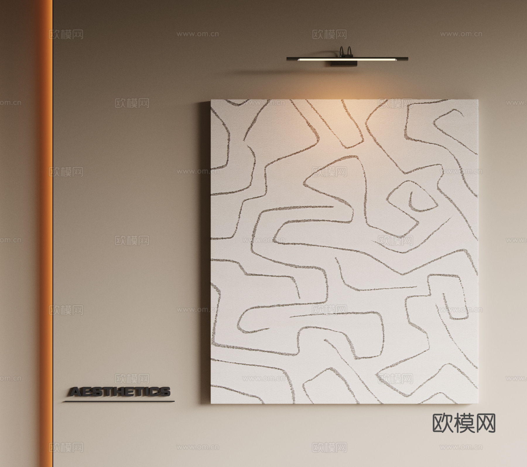现代极简挂画 侘寂中古风挂画 奶油风装饰画 意式挂画 黑白灰su模型