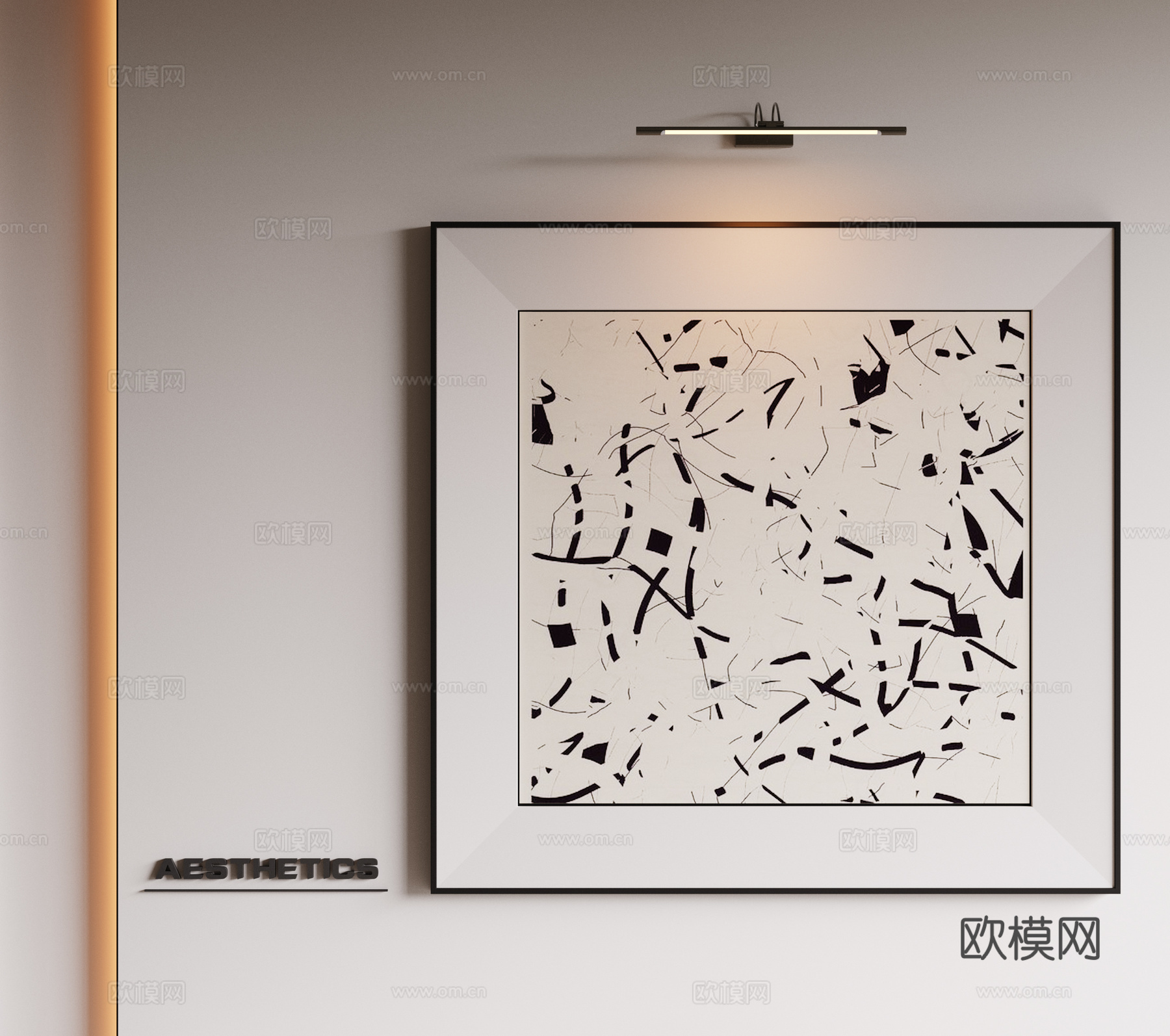 现代极简挂画 侘寂中古风挂画 奶油风装饰画 意式挂画 黑白灰su模型