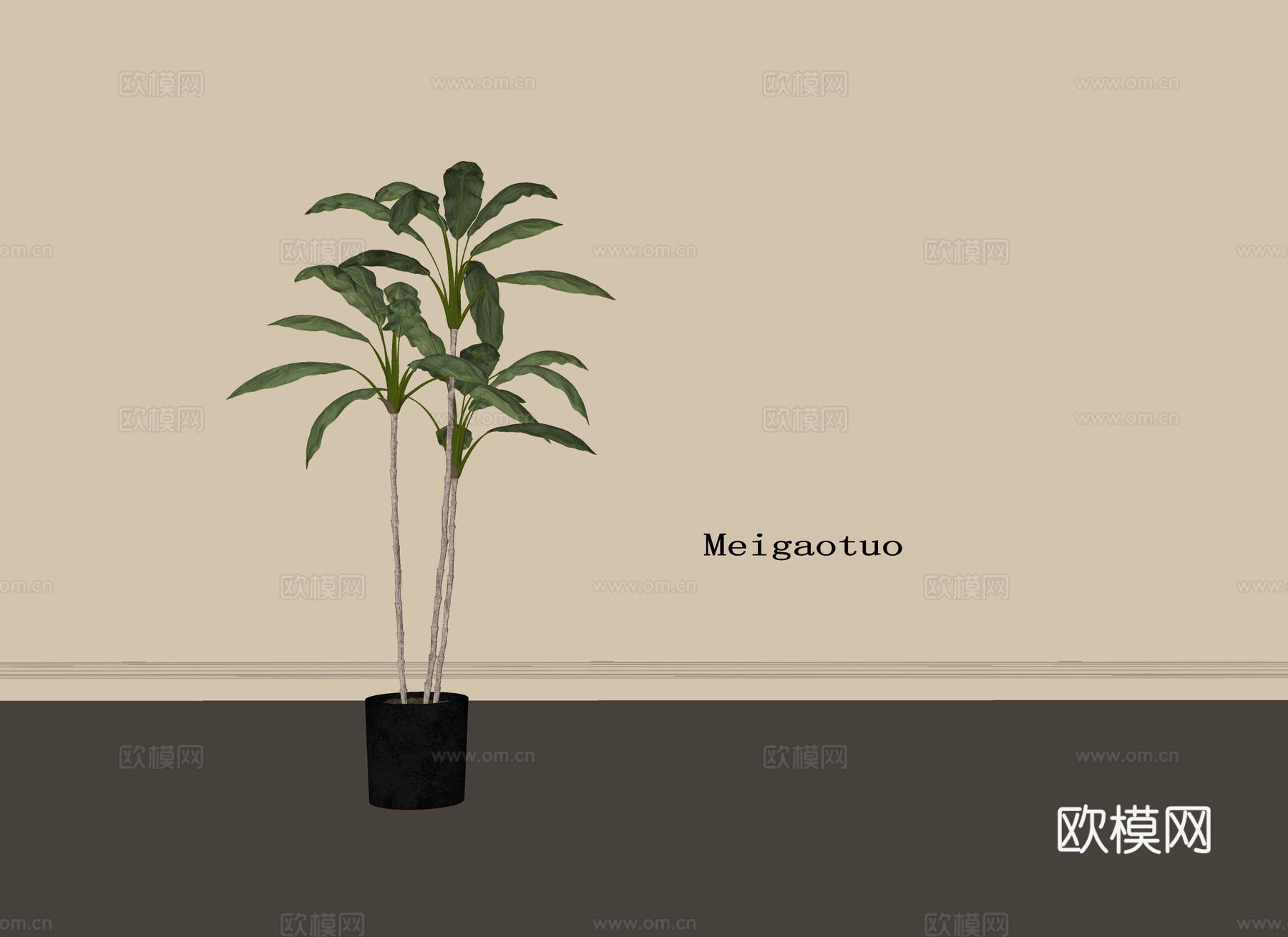 现代盆栽盆景 绿植 植物摆件su模型
