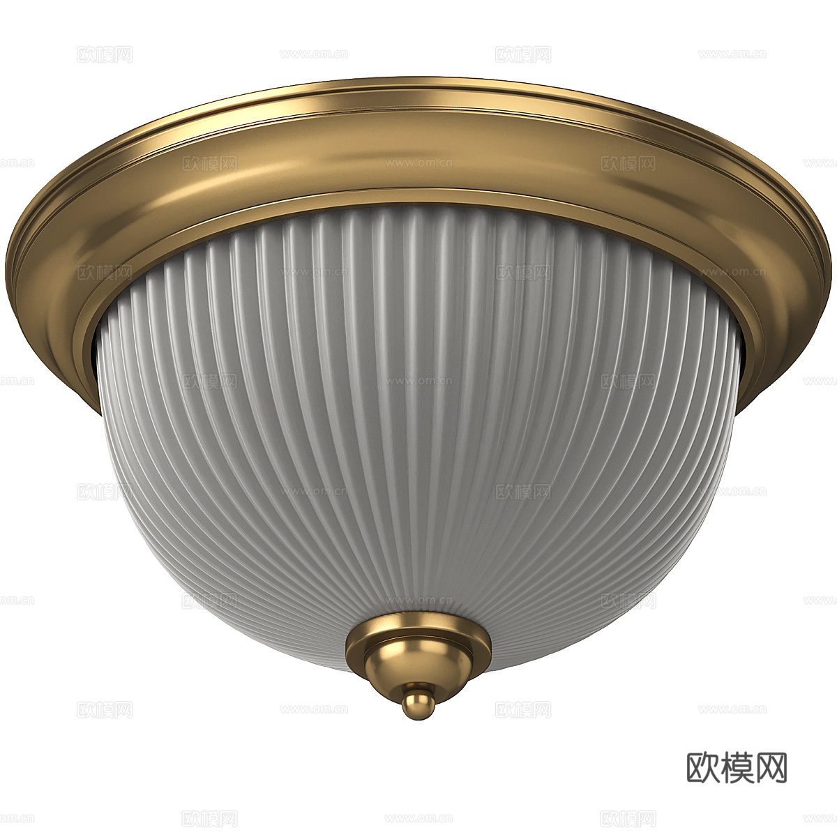 美式复古吸顶灯3d模型下载（渲染图2）