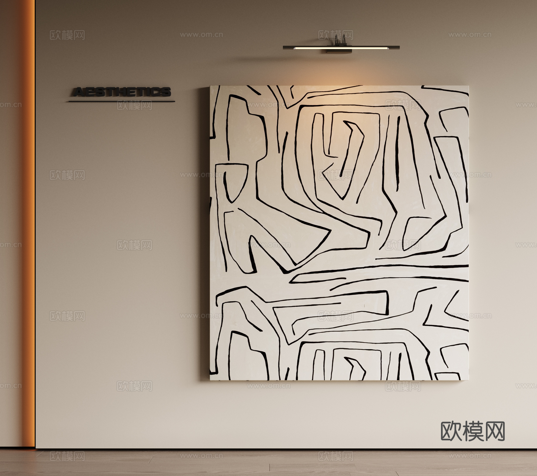 现代极简挂画 侘寂中古风挂画 奶油风装饰画 意式挂画 黑白灰su模型