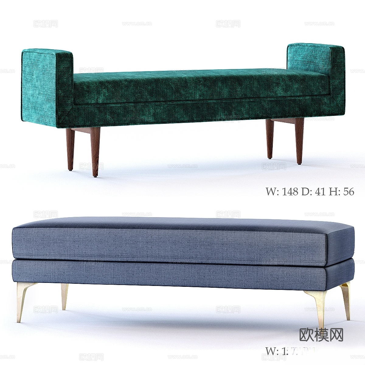 West Elm Andes and Landry 凳子3d模型