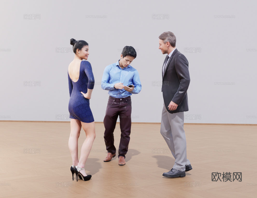 多人聚会su模型下载（渲染图1）