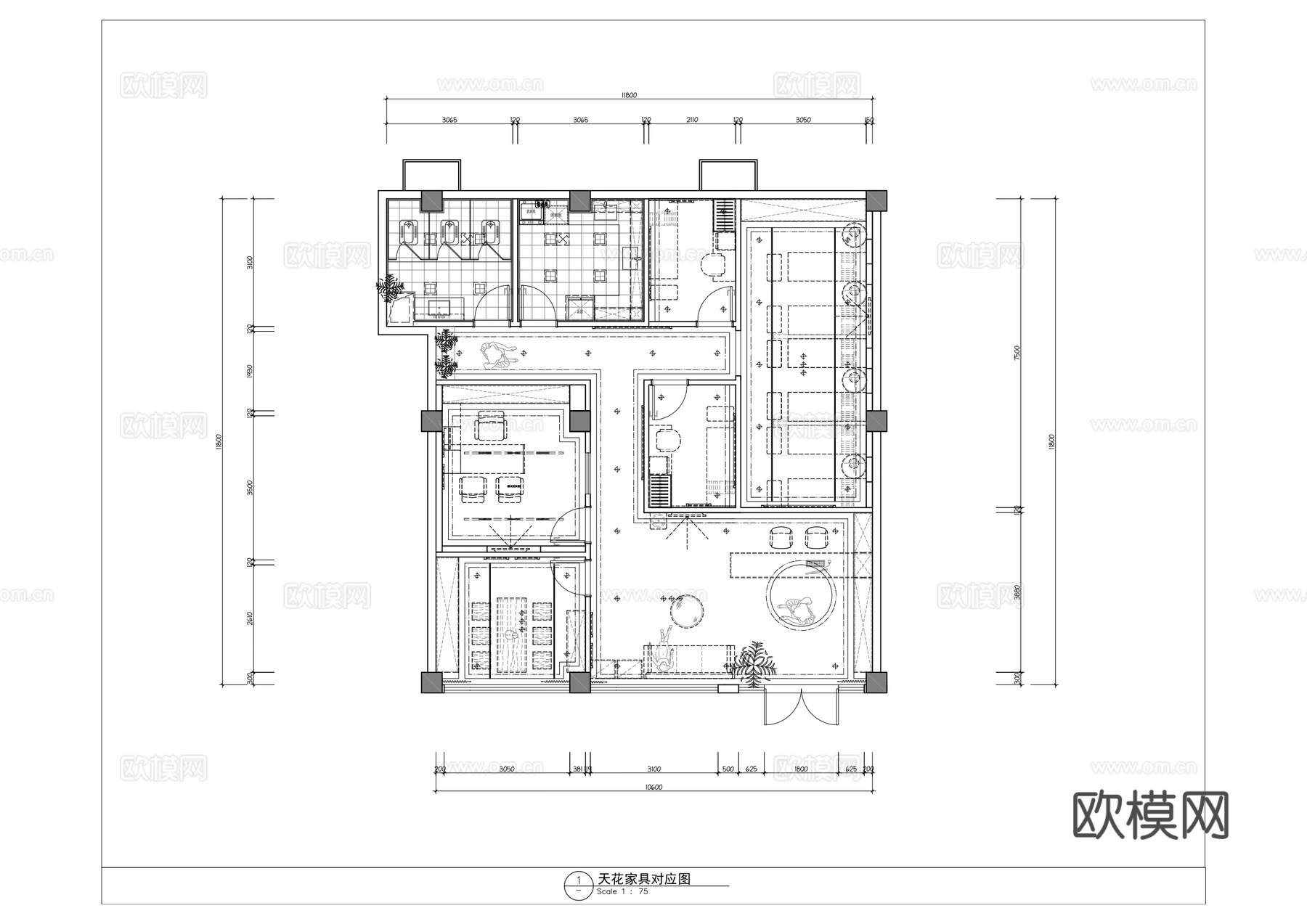 美容院全套施工图平面图 美容SPA店 皮肤管理中心设计 医美cad施工图