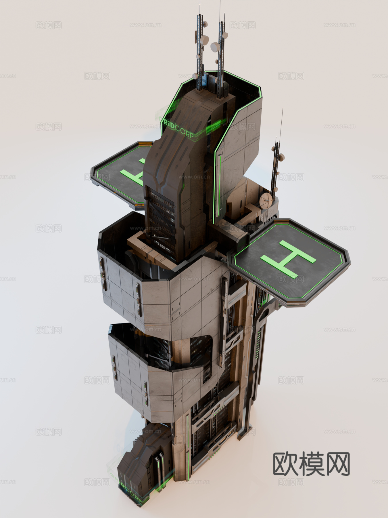 赛博朋克建筑 科幻建筑 商业街建筑 工业建筑 城市街道建筑su模型