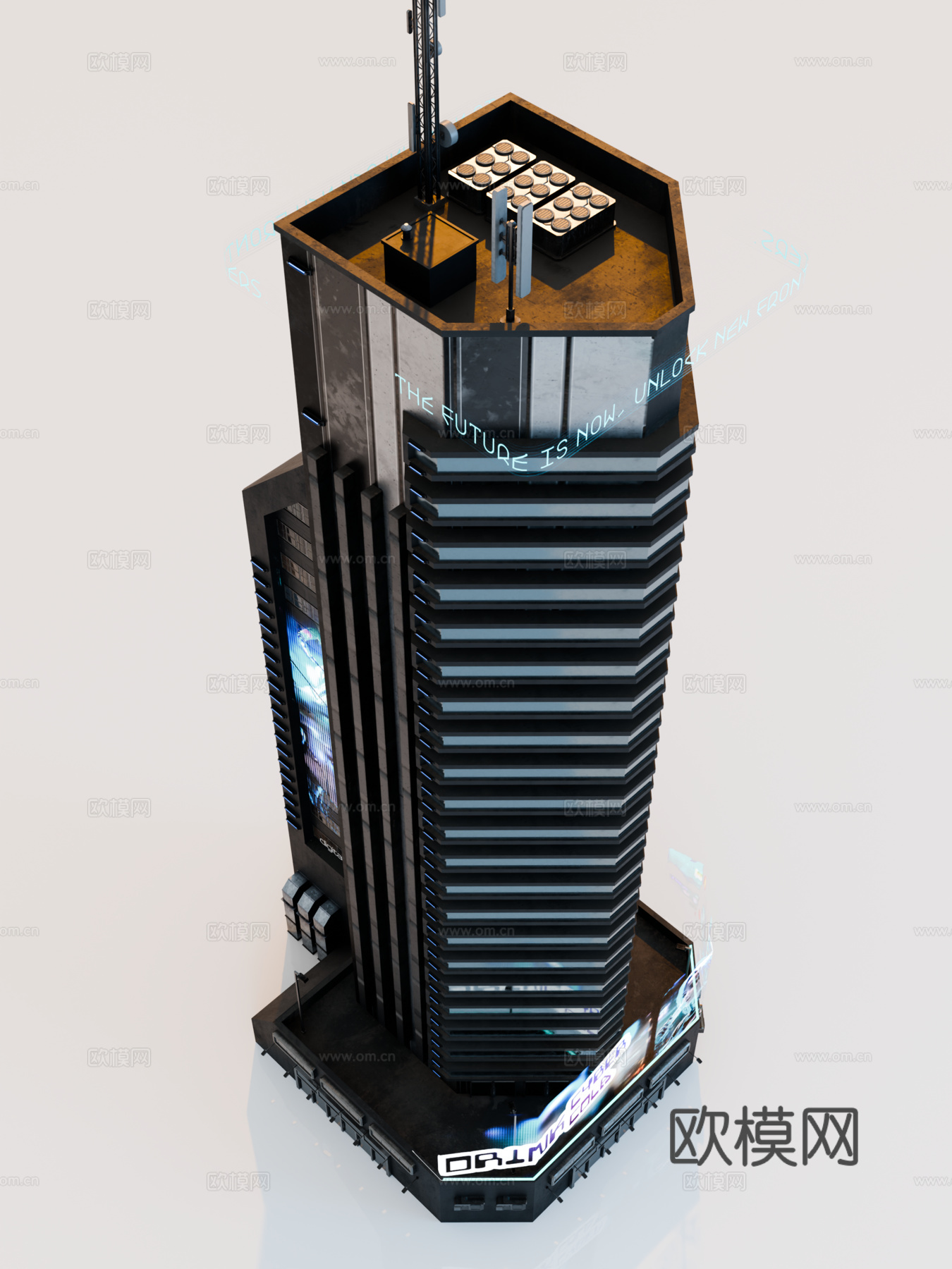 赛博朋克建筑 科幻建筑 商业街建筑 工业建筑 城市街道建筑su模型