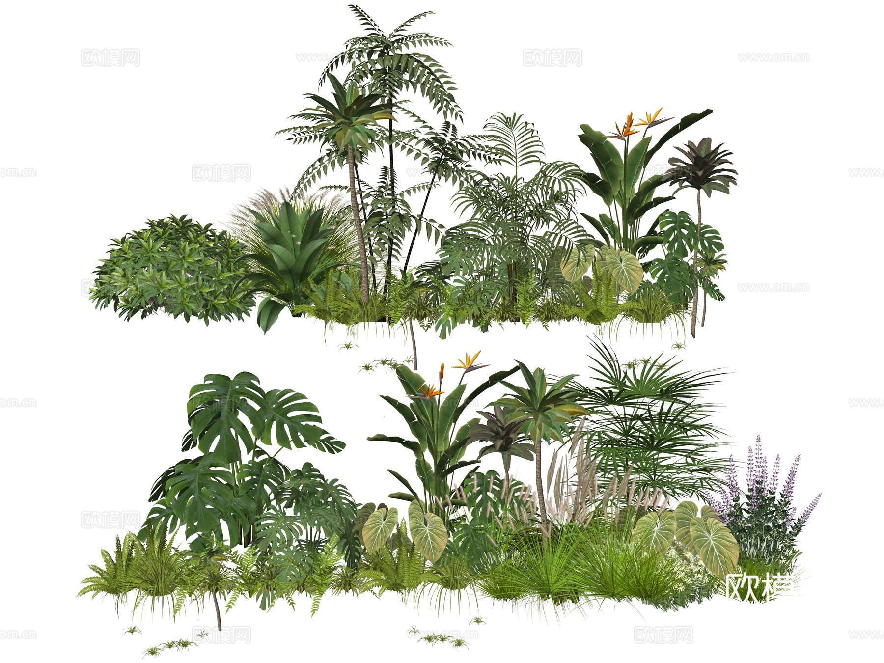 现代庭院公园植物堆景观su模型