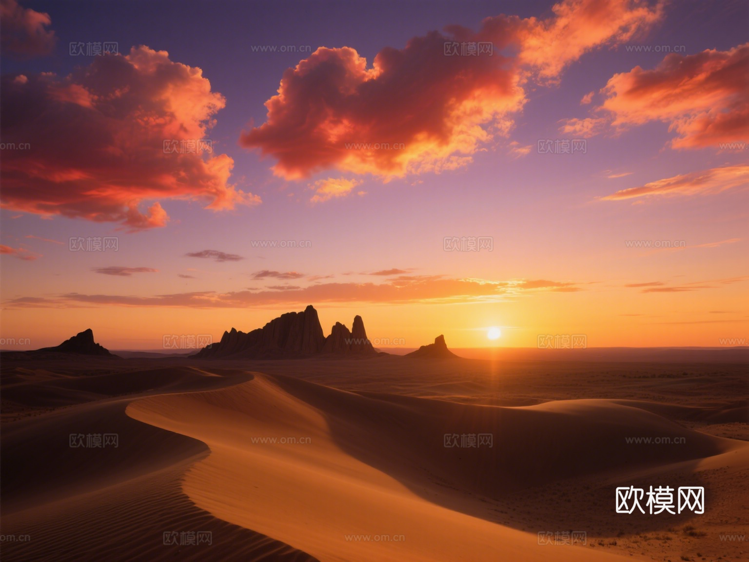 黄昏 夕阳 沙漠