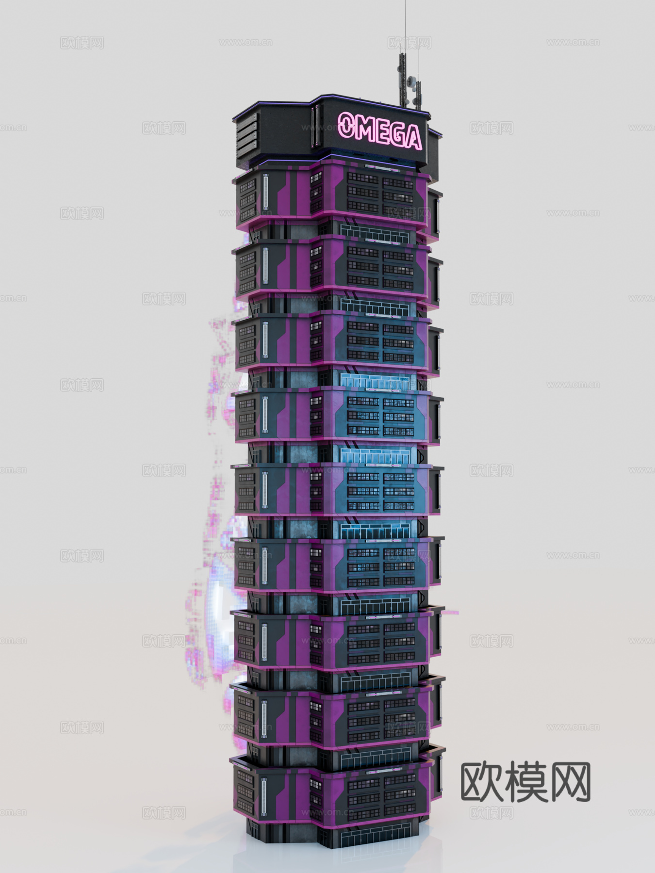 赛博朋克建筑 科幻建筑 商业街建筑 工业建筑 城市街道建筑su模型