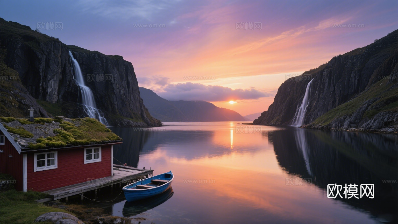 风景 黄昏 夕阳 湖面