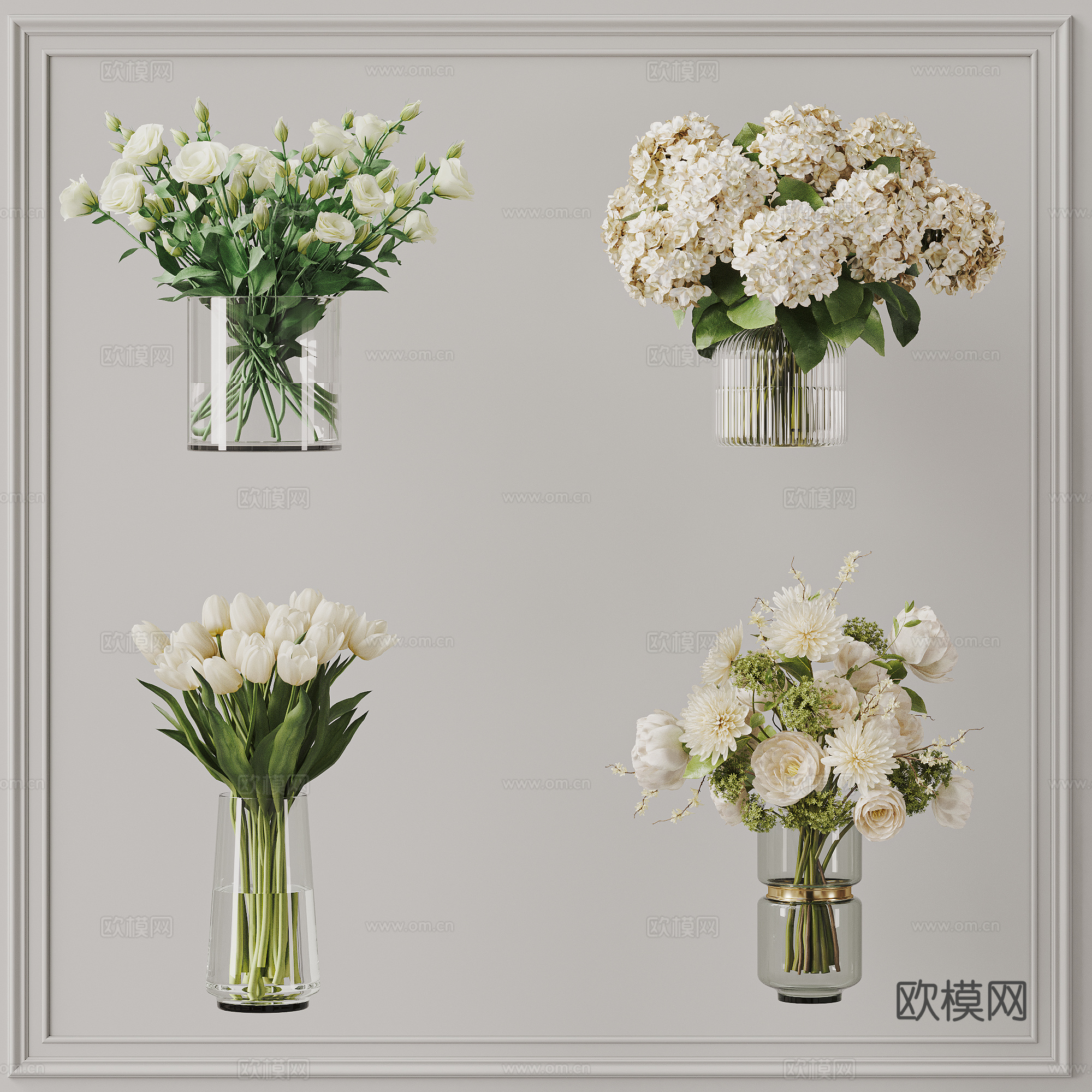 现代花瓶花艺 摆件组合su模型