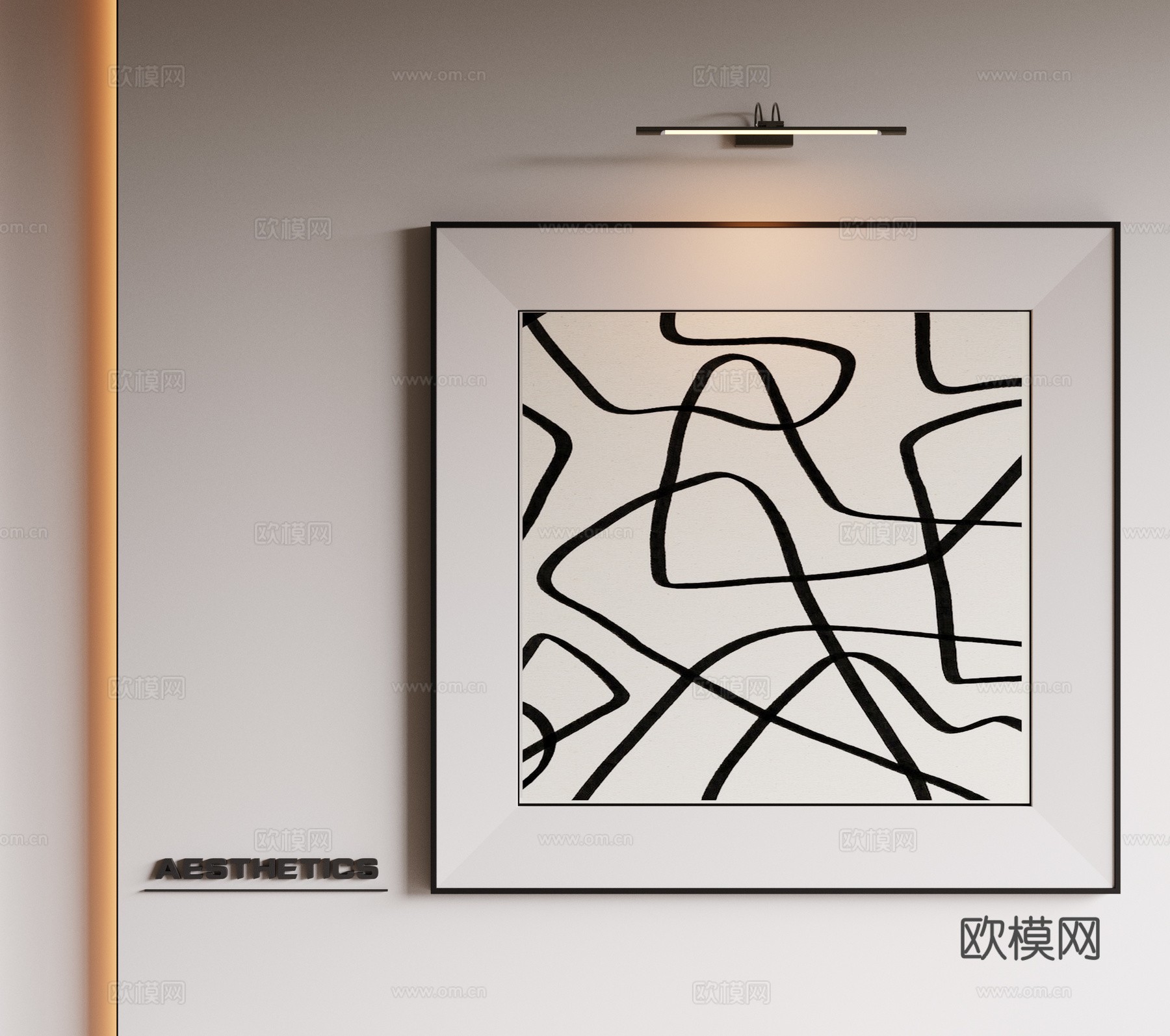 现代极简挂画 侘寂中古风挂画 奶油风装饰画 意式挂画 黑白灰su模型