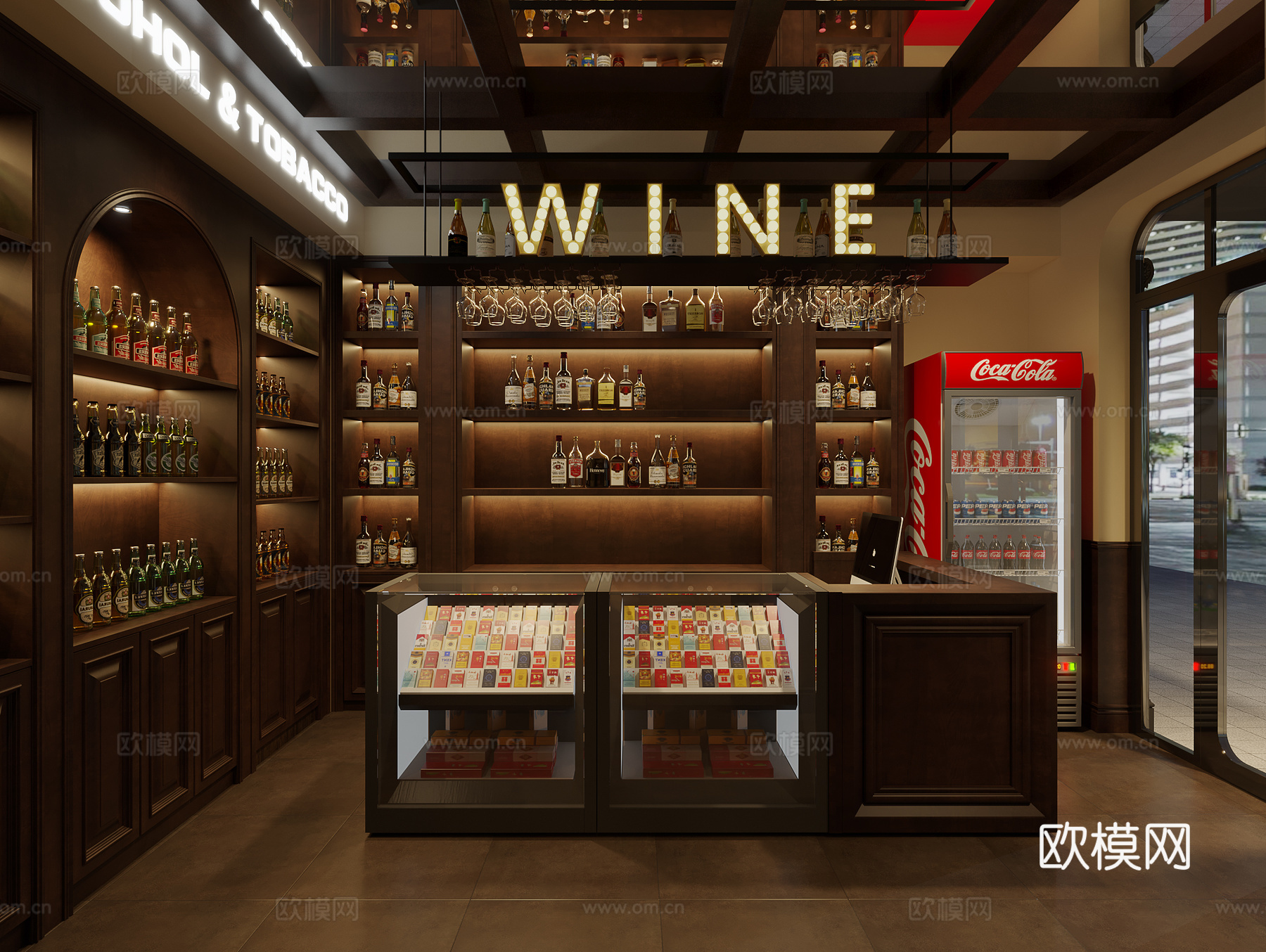 美式复古雪茄店3d模型