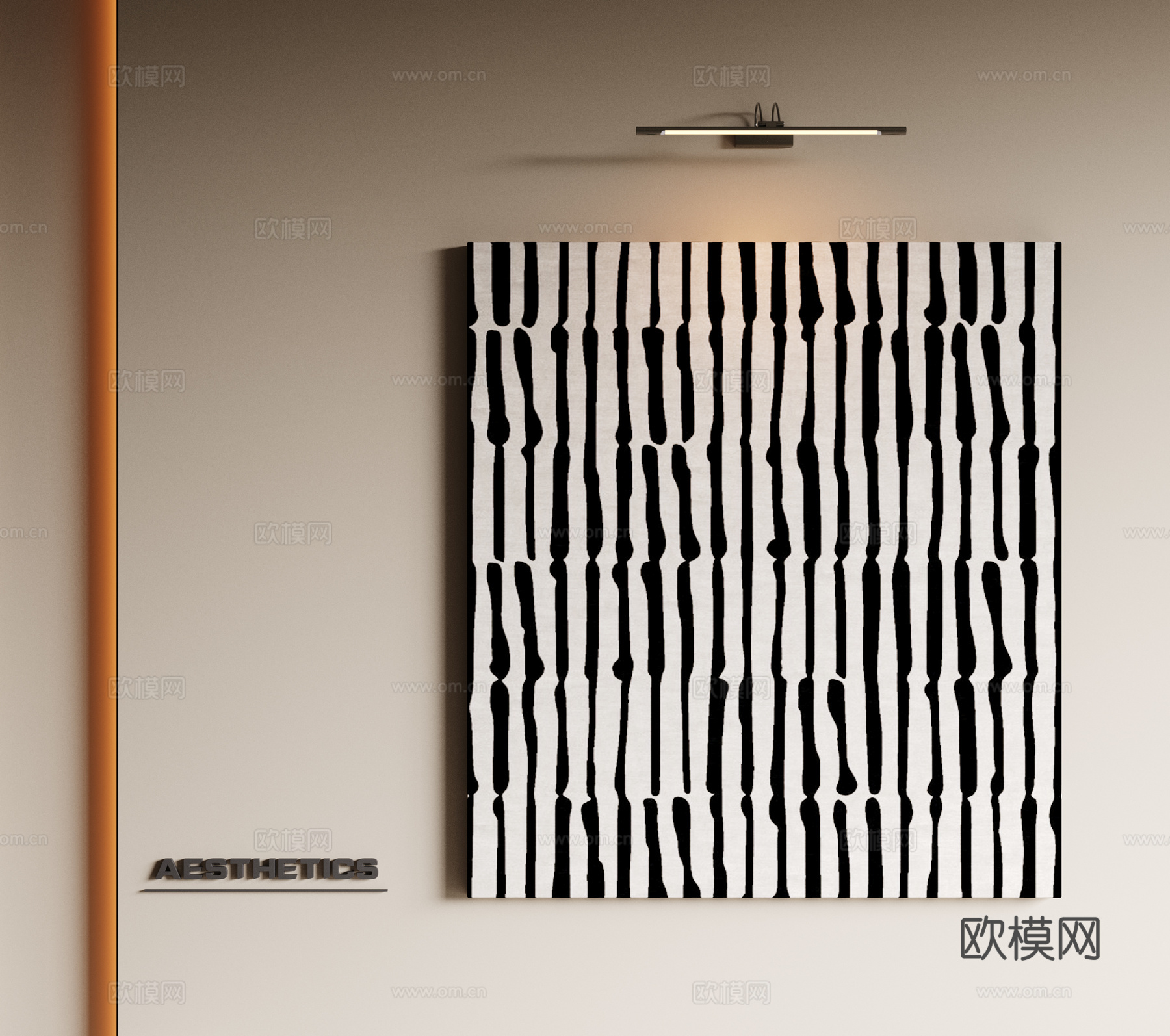 现代极简挂画 侘寂中古风挂画 奶油风装饰画 意式挂画 黑白灰su模型