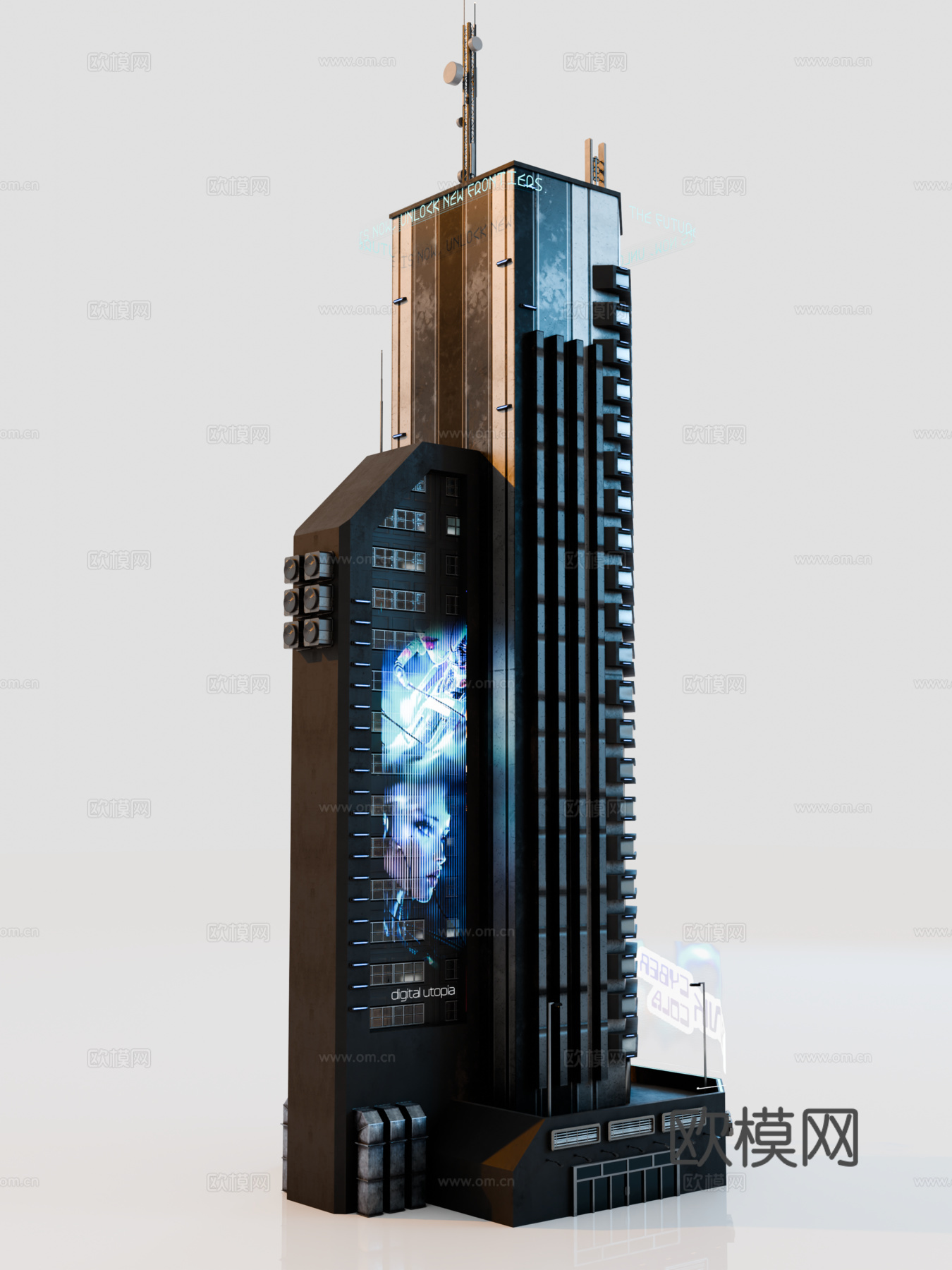 赛博朋克建筑 科幻建筑 商业街建筑 工业建筑 城市街道建筑su模型