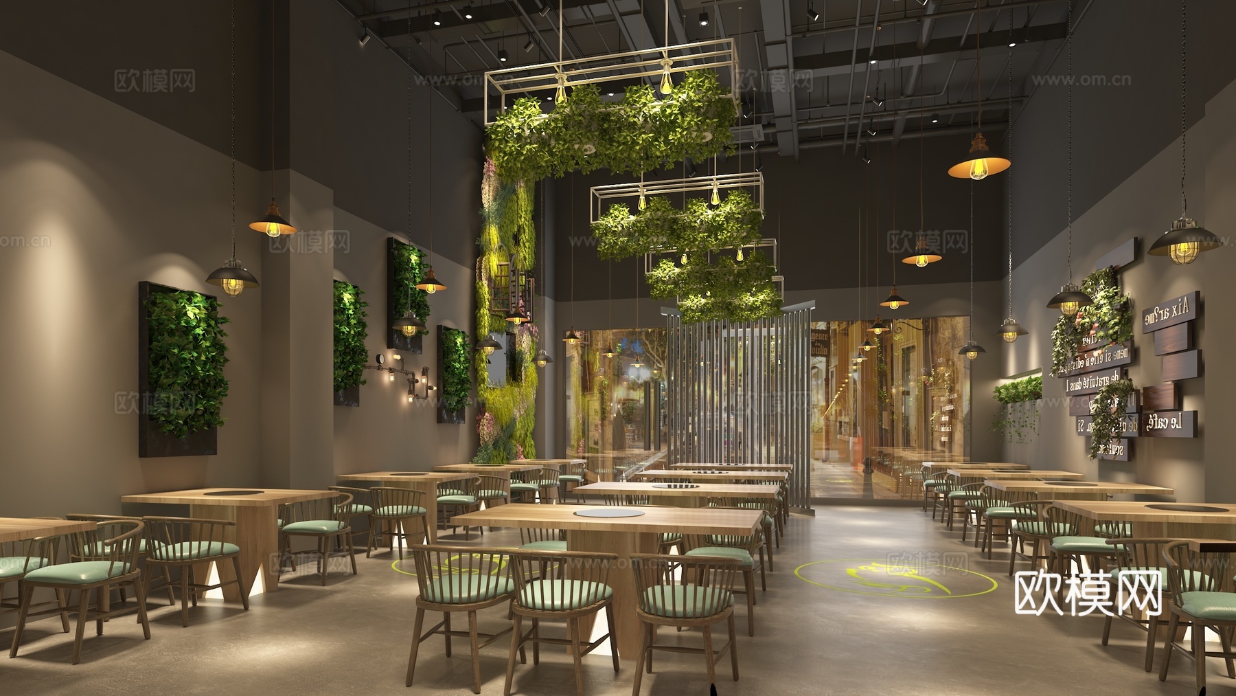 工业风格烤鱼店3d模型下载（渲染图1）