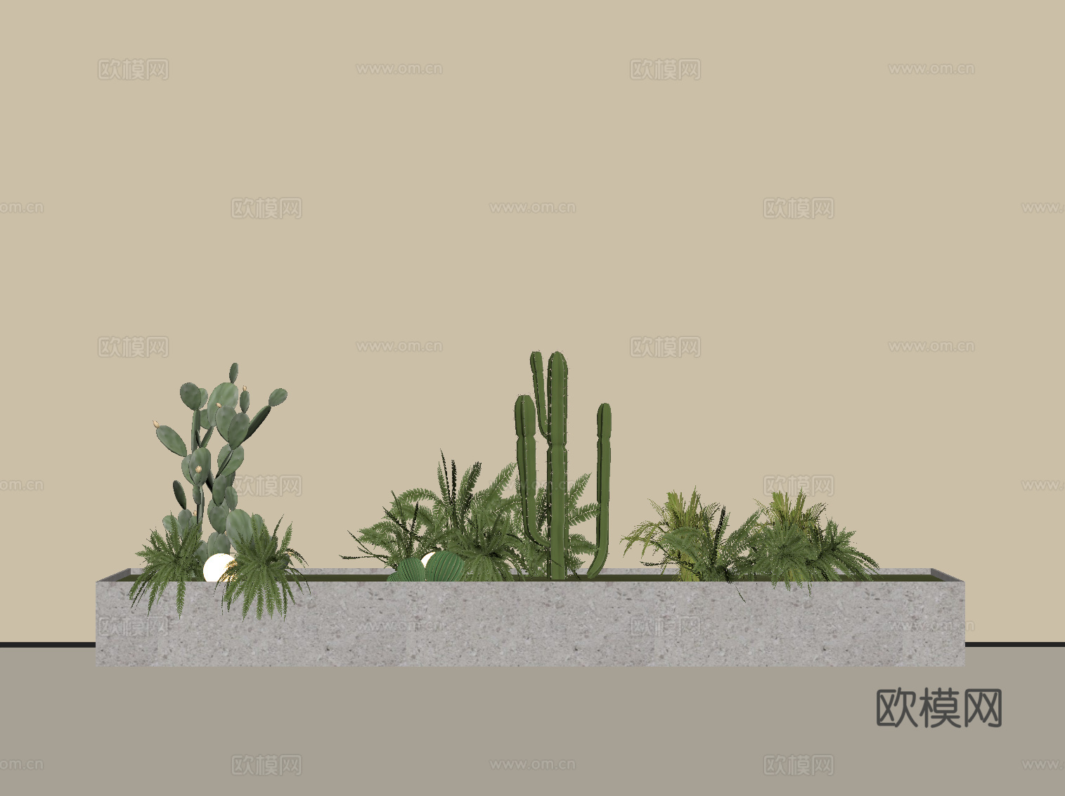 现代绿植小景观su模型