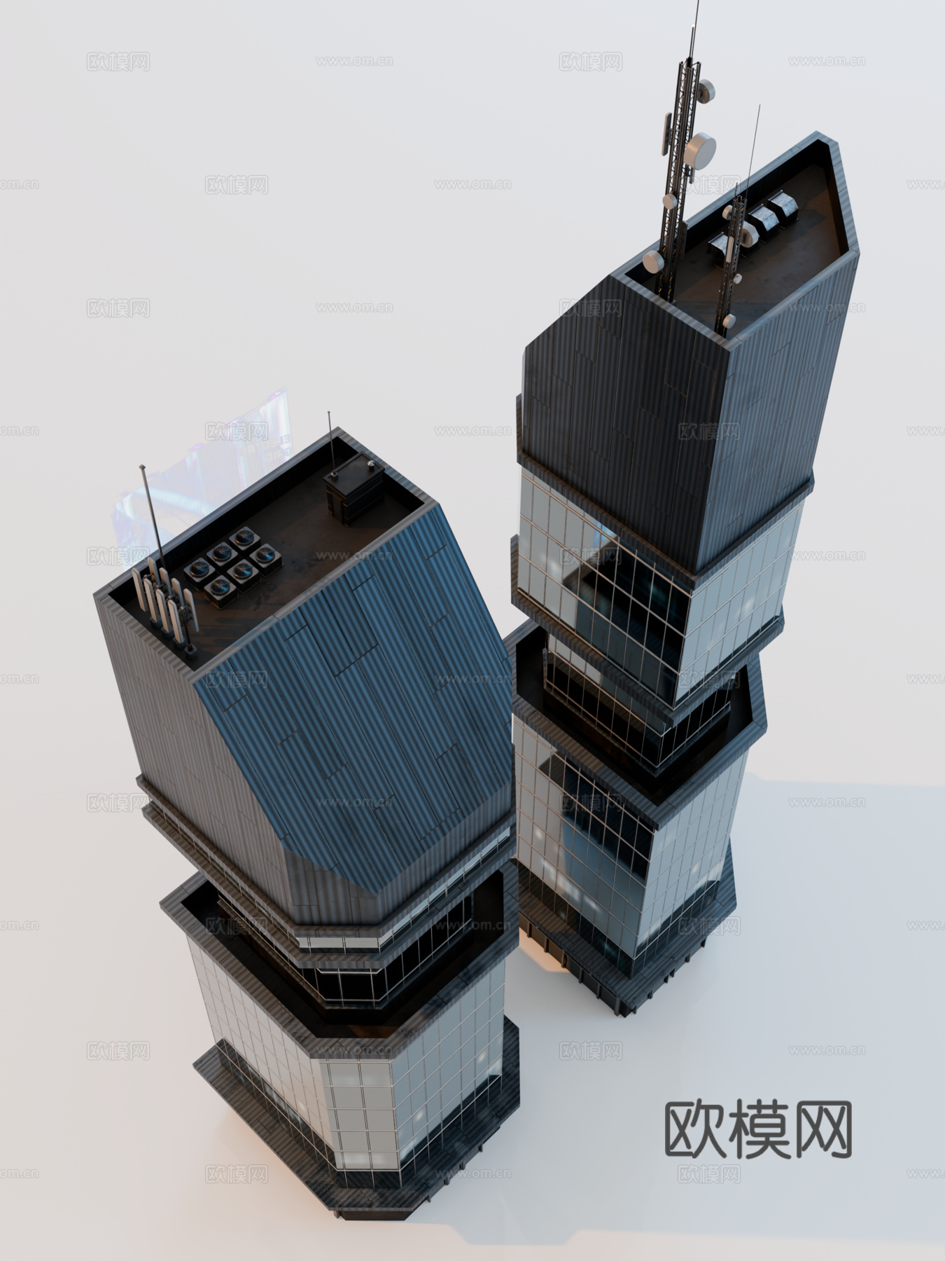 赛博朋克建筑 科幻建筑 商业街建筑 工业建筑 城市街道建筑su模型