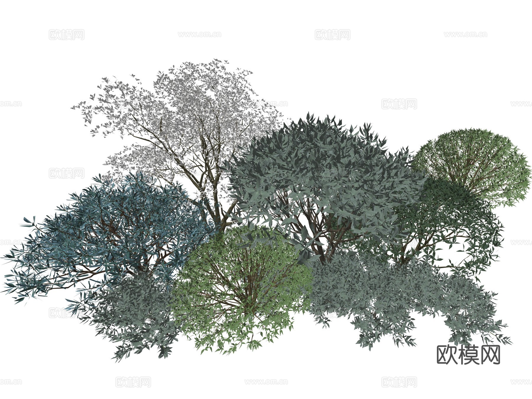 现代庭院植物堆景观su模型