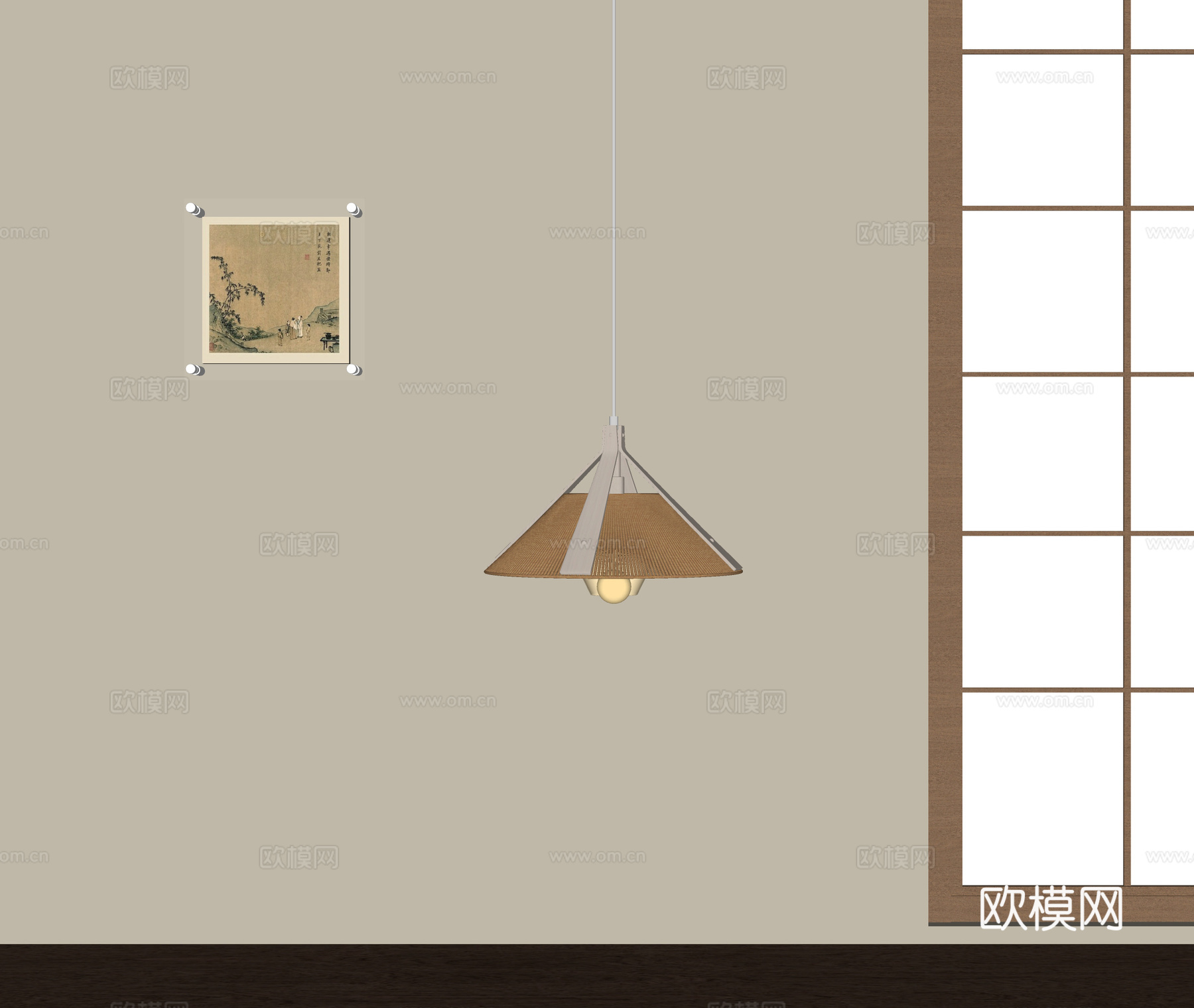 现代吊灯 挂画 床头吊灯 餐厅吊灯su模型