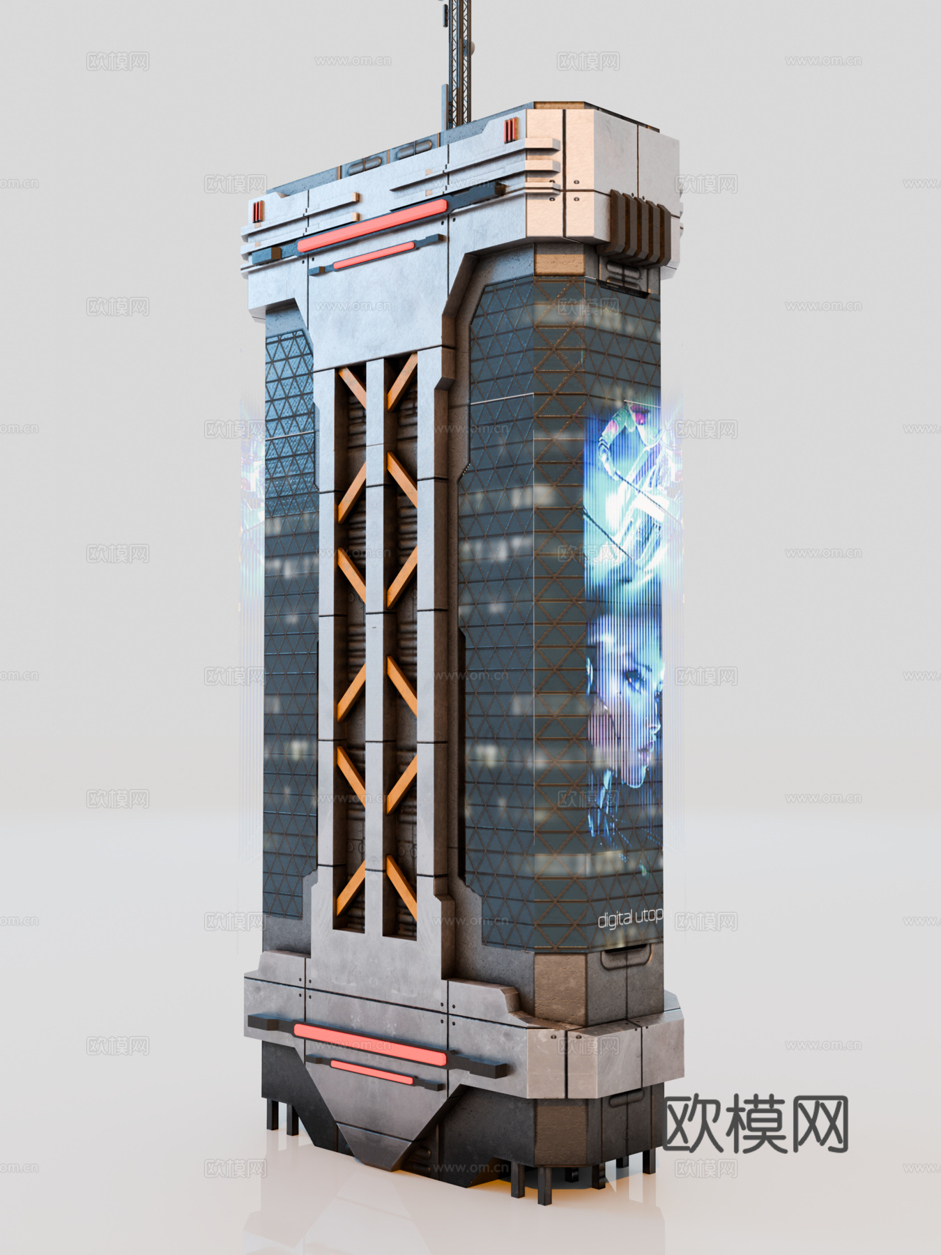 赛博朋克建筑 科幻建筑 商业街建筑 工业建筑 城市街道建筑su模型