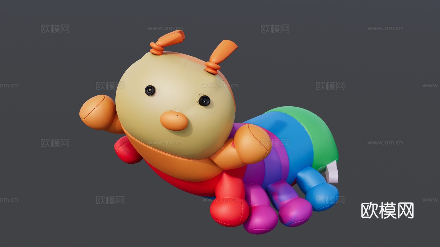布艺彩色毛毛虫玩具su模型