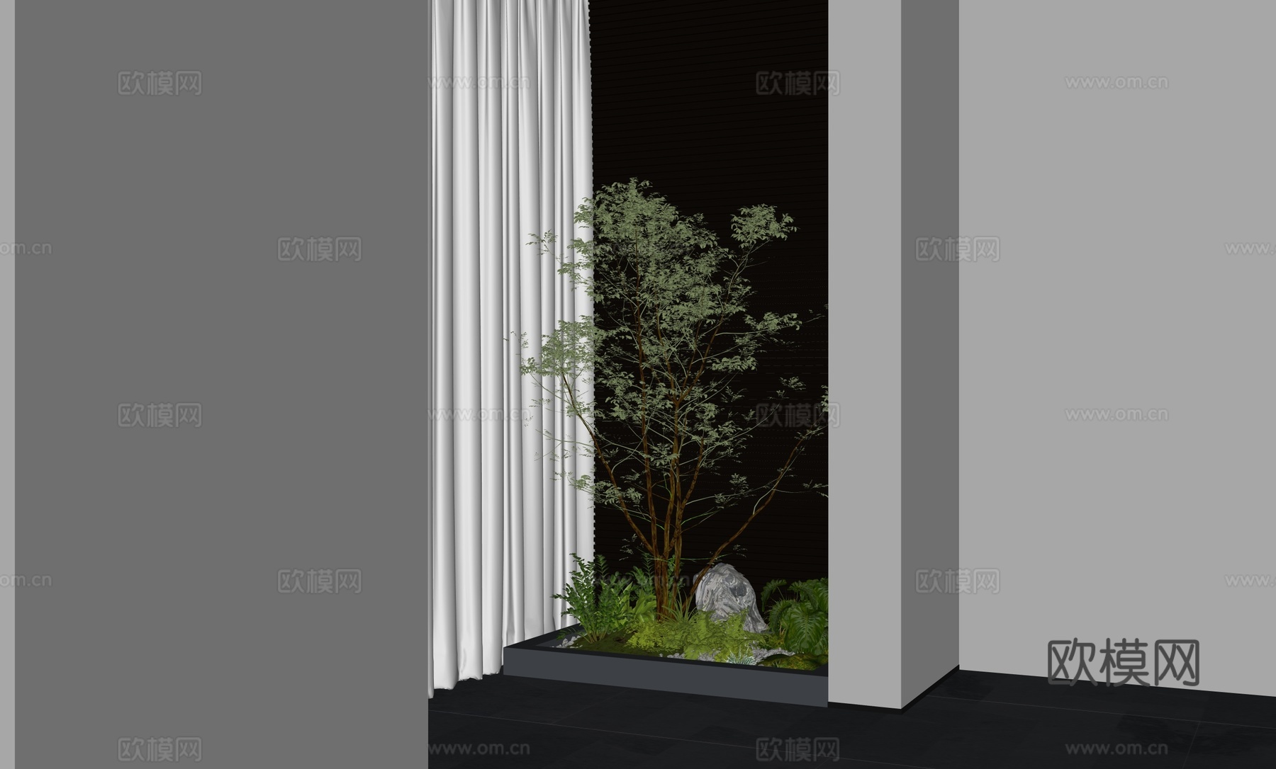 现代室内景观植物su模型